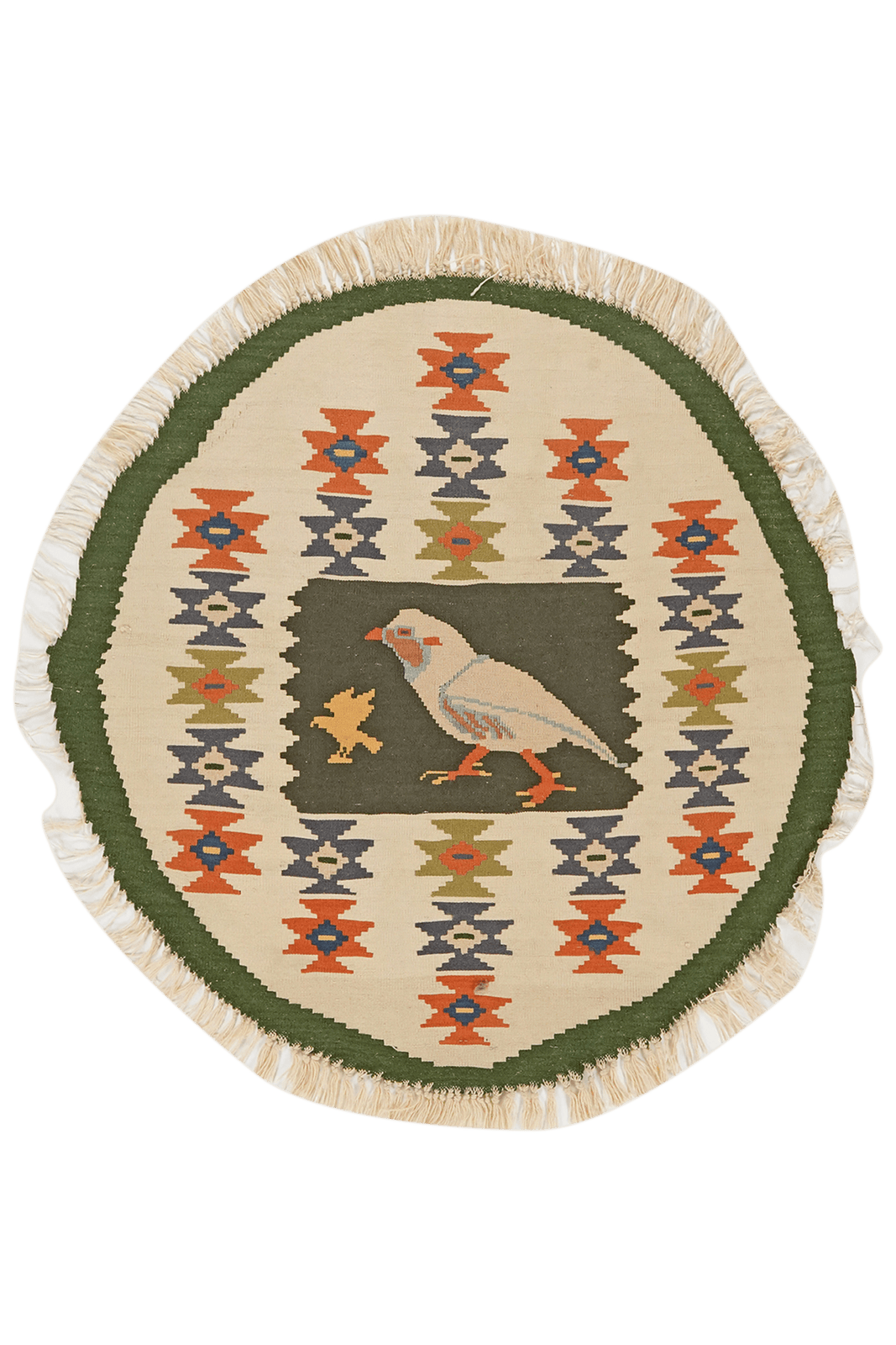 Kelim — Handmade, 110x120 cm, Beige, 100% Virgin Wool | Main view