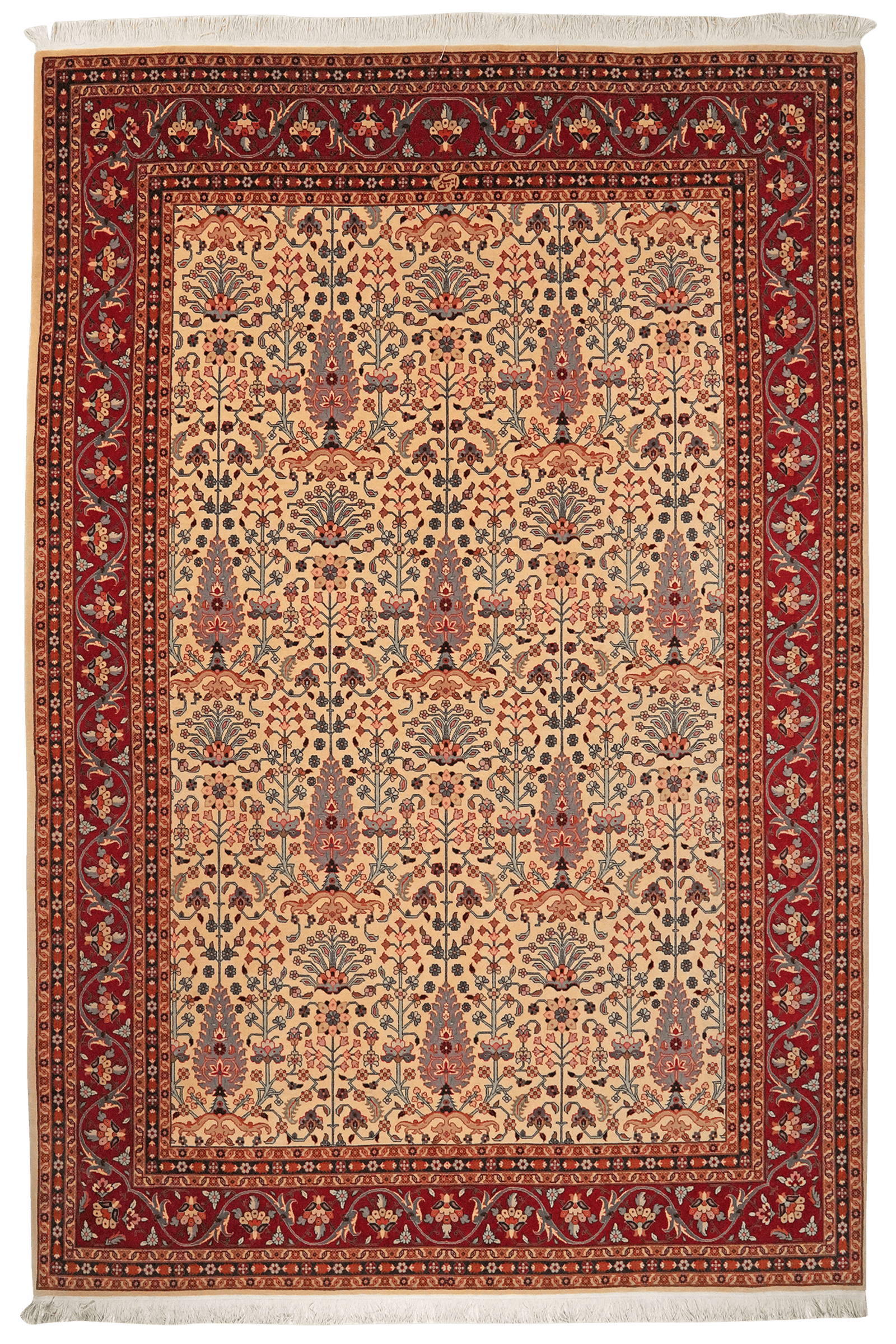 Tabriz 50 Raj — Hand-knotted, 199x292 cm, Beige, 100% Virgin Wool | Main view