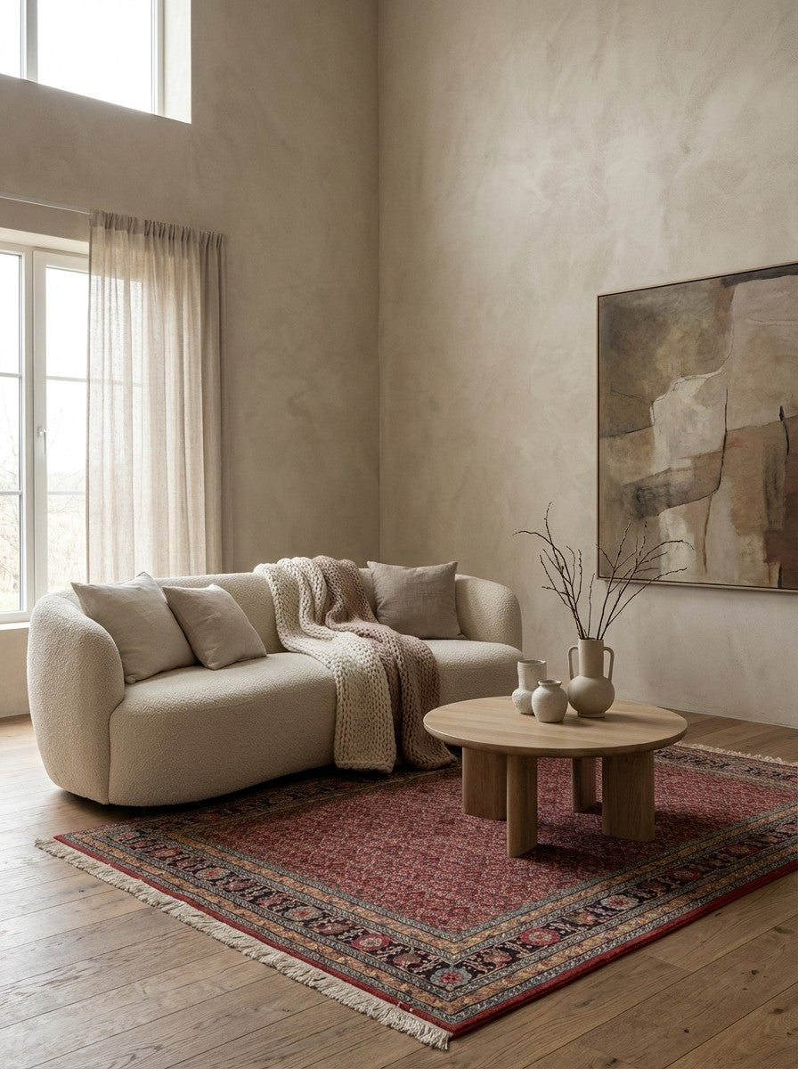 Tabriz Old — Hand-knotted, 146x196 cm, Red, 100% Virgin Wool | Detail view