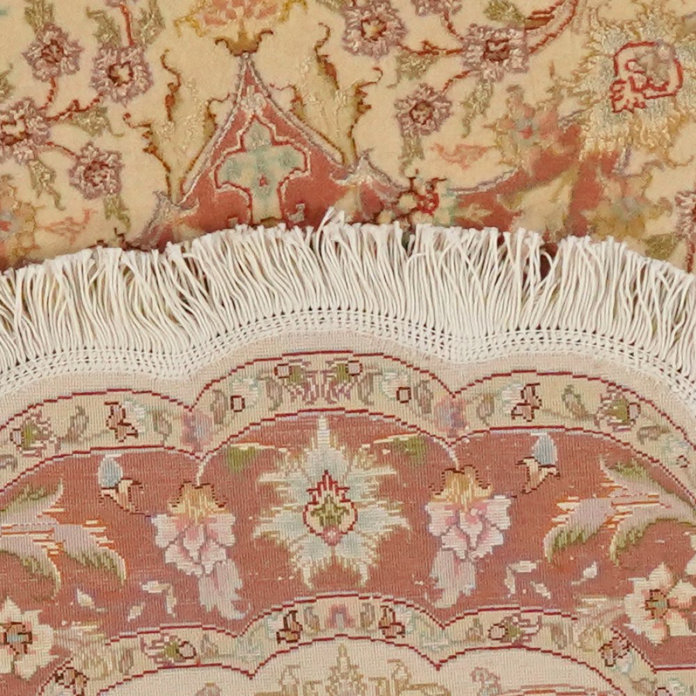 Tabriz Round — Hand-knotted, 100x100 cm, Beige, 70% Schurwolle, 30% Seide | View 6