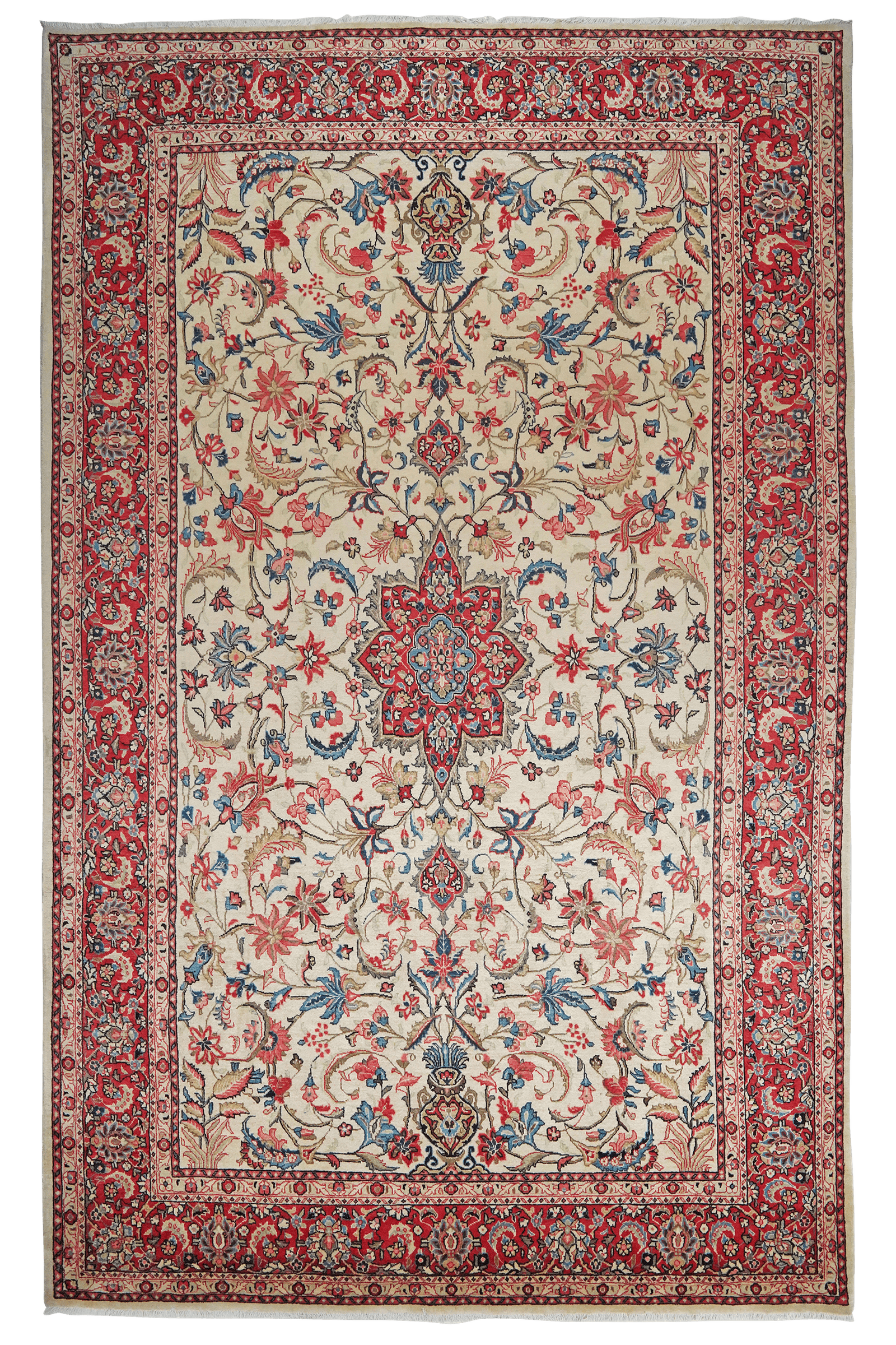 Sarough — Hand-knotted, 208x323 cm, Beige, 100% Virgin Wool | Main view
