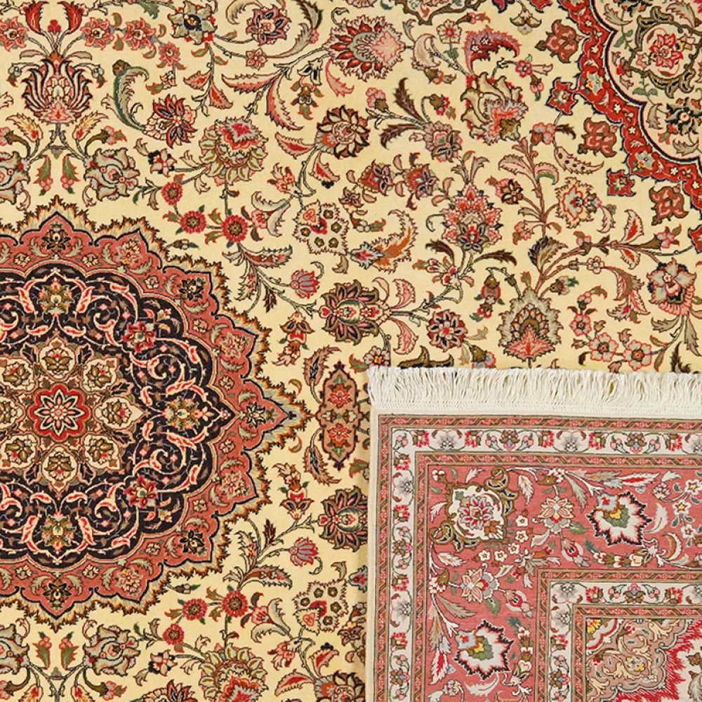 Tabriz 50 Raj — Hand-knotted, 201x300 cm, Beige, 100% Virgin Wool | View 6