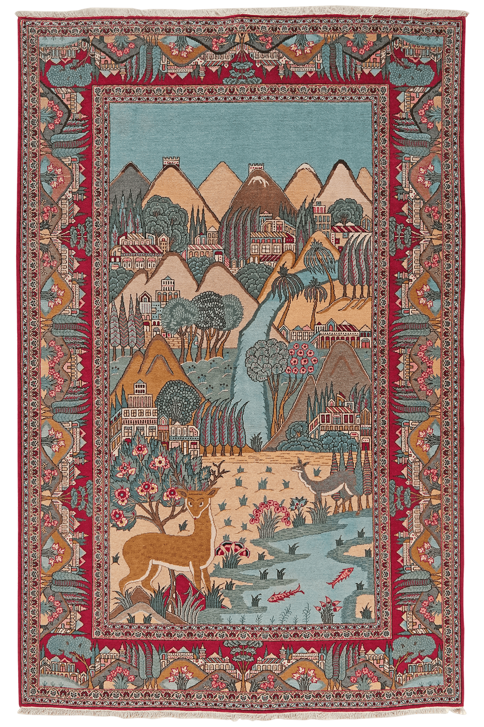 Kashan — Hand-knotted, 135x205 cm, Blue, 100% Virgin Wool | Main view