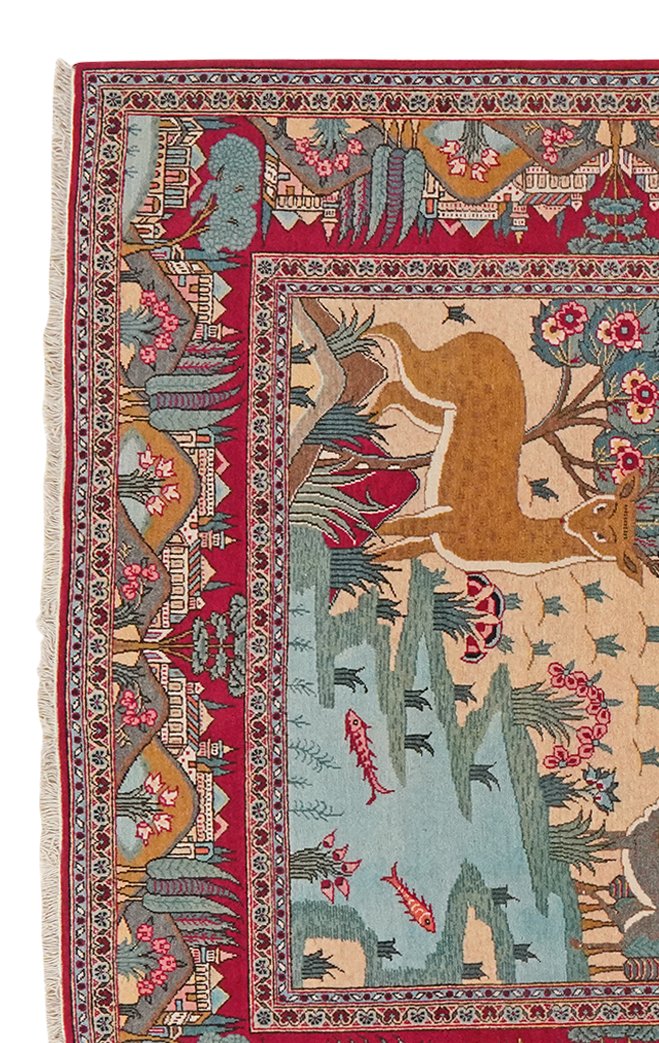 Kashan — Hand-knotted, 135x205 cm, Blue, 100% Virgin Wool | View 3