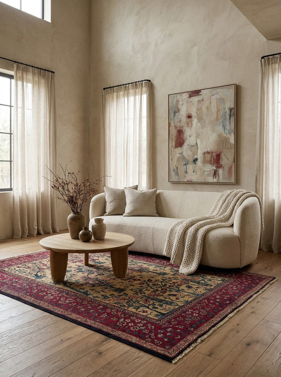 Tabriz Antique — Handgefertigt, 190x143 cm, Rot, 100% Virgin Wool | Detail view