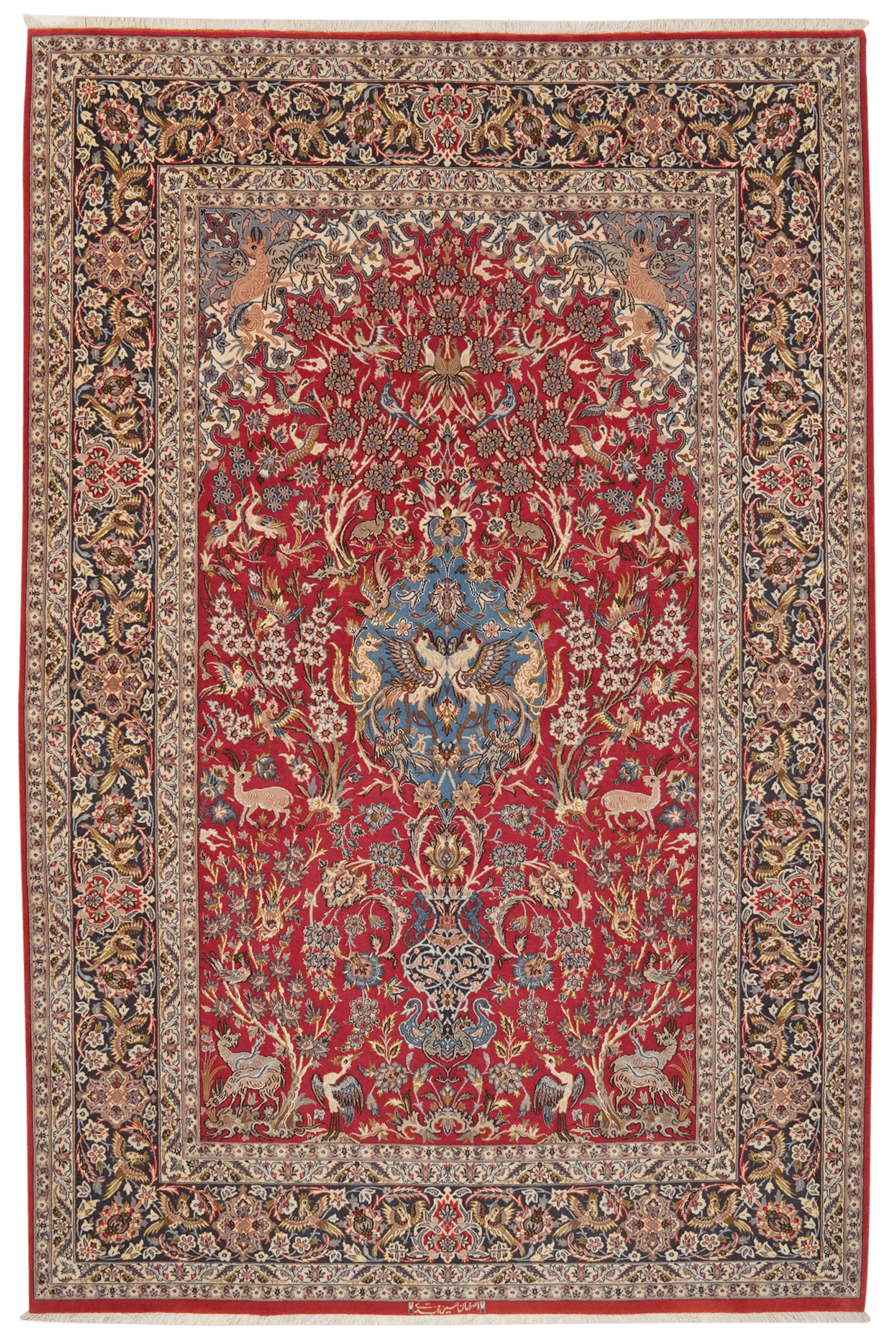 Isfahan — Hand-knotted, 160x240 cm, Red, 100% Virgin Wool | Main view