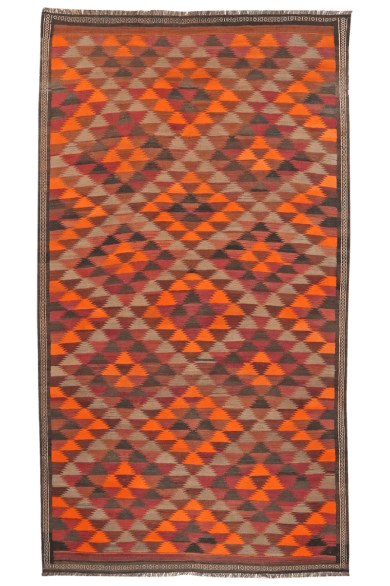 Kelim Kordi — Handmade, 208x378 cm, Orange, 100% Virgin Wool | Main view
