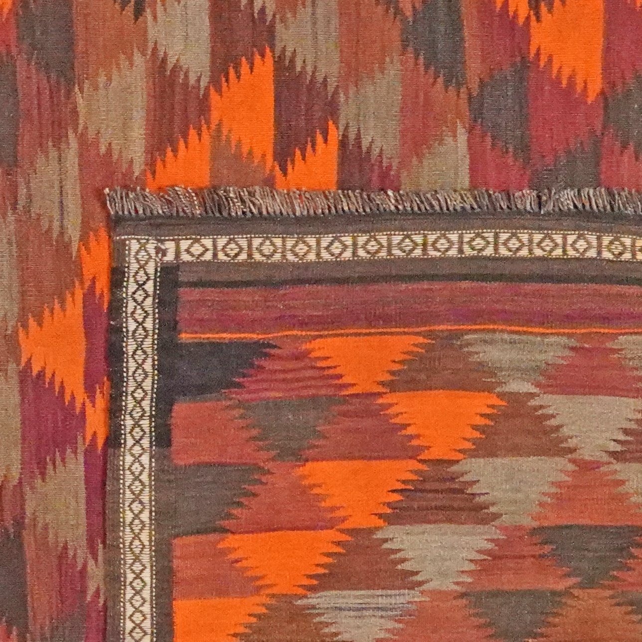 Kelim Kordi — Handmade, 208x378 cm, Orange, 100% Virgin Wool | View 6