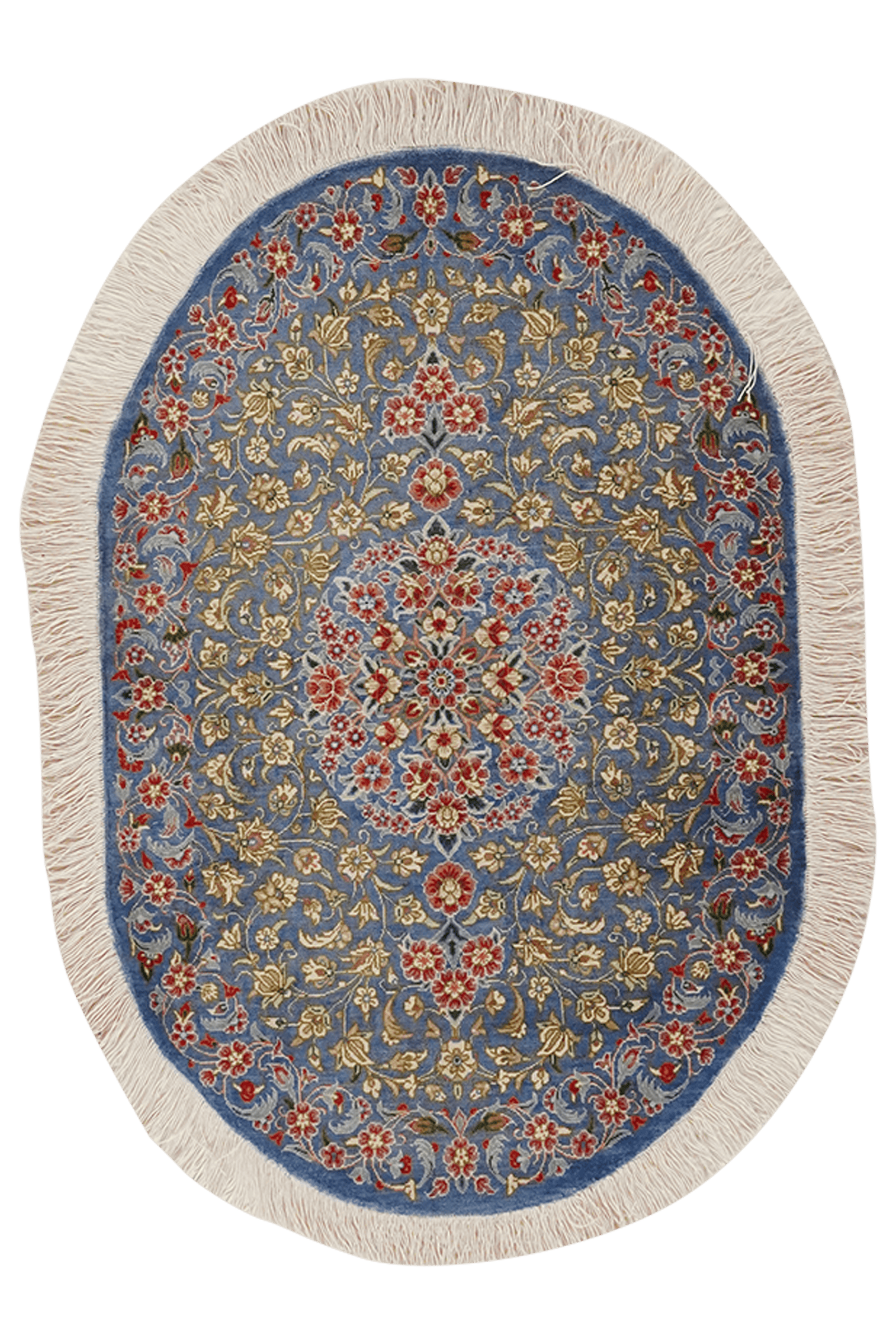 Ghoum Seide — Hand-knotted, 58x80 cm, Blue, 100% Silk | Main view