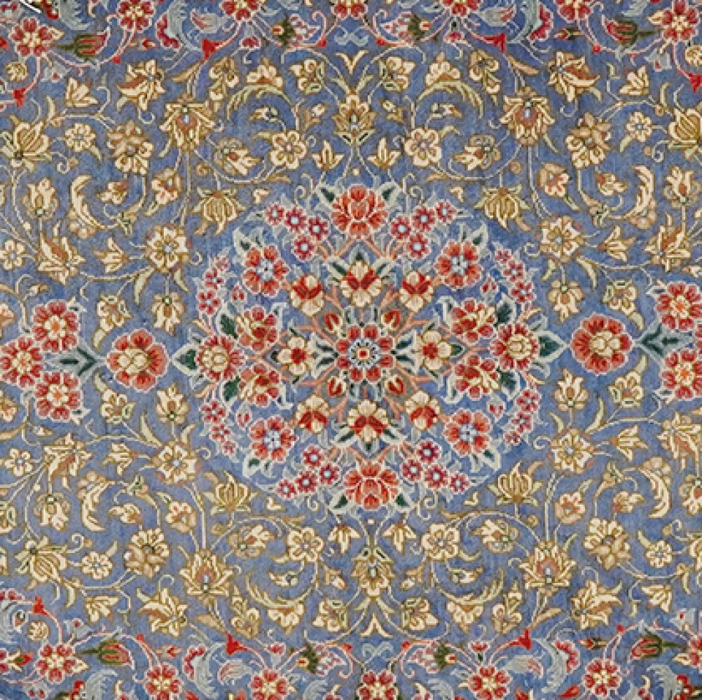 Ghoum Seide — Hand-knotted, 58x80 cm, Blue, 100% Silk | View 4