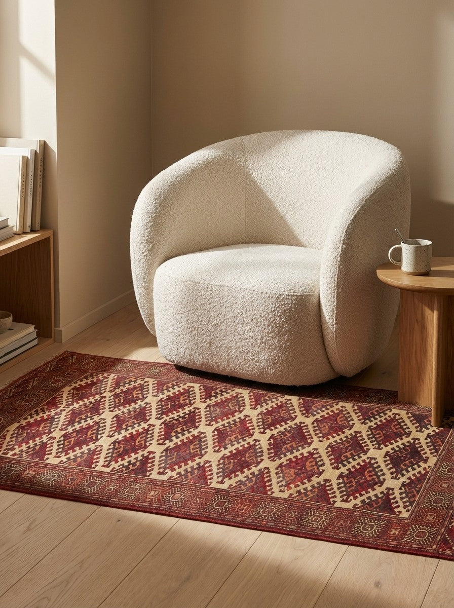Buchara — Hand-knotted, 117x165 cm, Beige, 100% Virgin Wool | Detail view