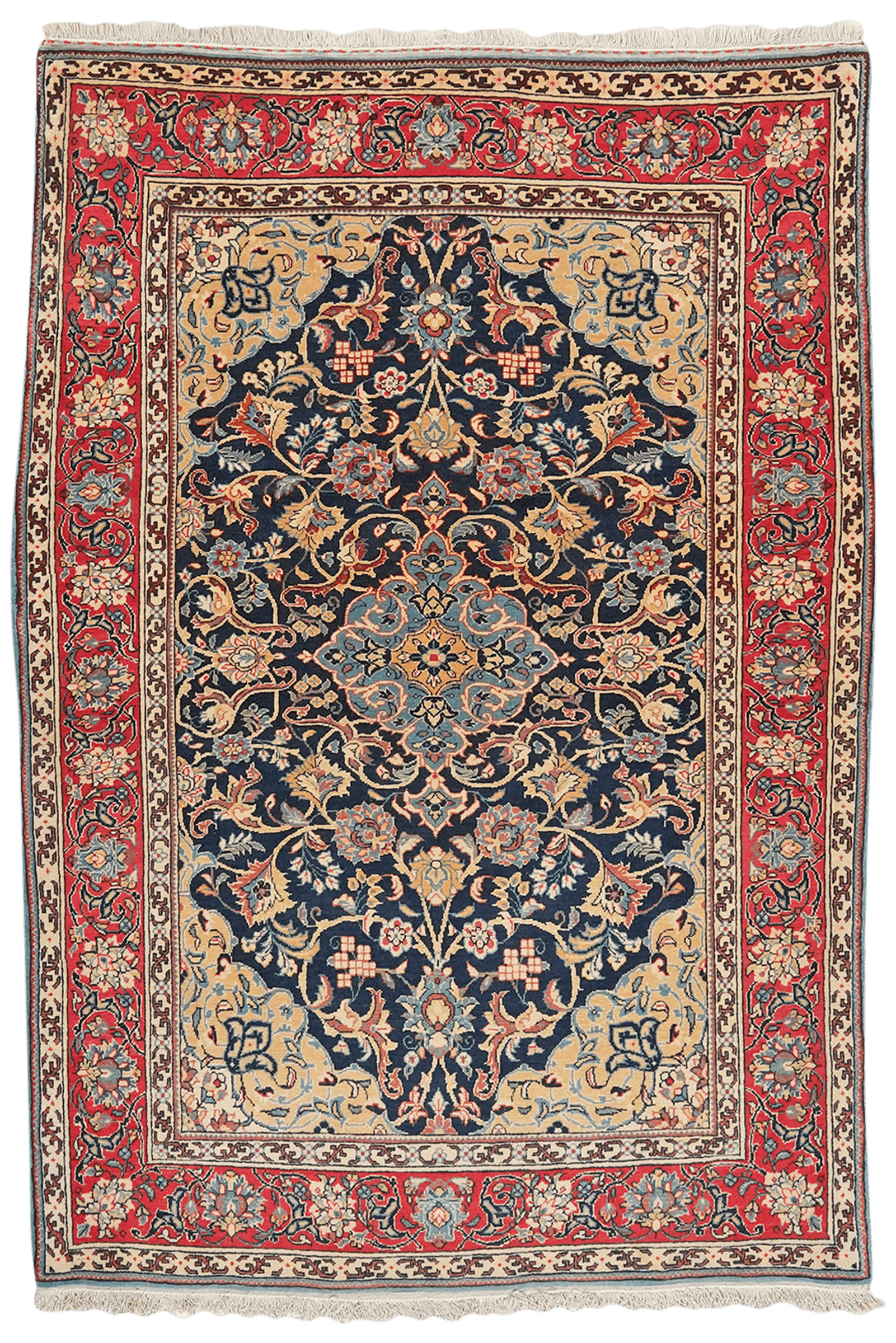 Sarough — Hand-knotted, 104x153 cm, Blue, 100% Virgin Wool | Main view