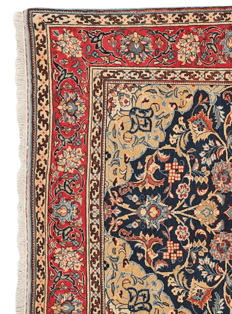 Sarough — Hand-knotted, 104x153 cm, Blue, 100% Virgin Wool | View 3