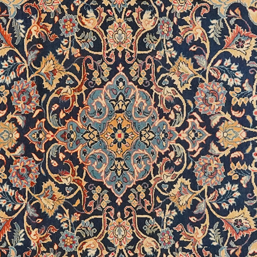Sarough — Hand-knotted, 104x153 cm, Blue, 100% Virgin Wool | View 4