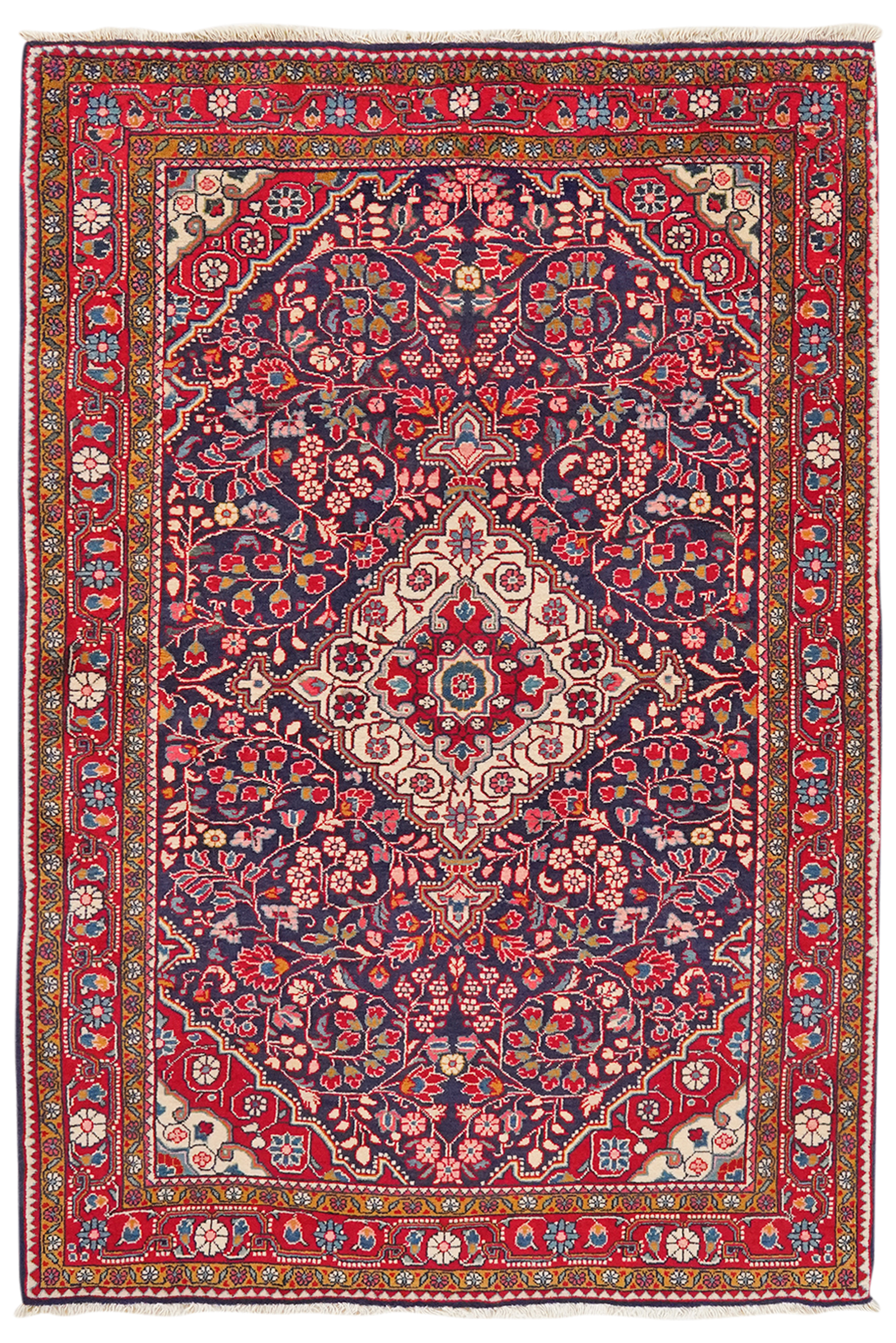 Djozan — Hand-knotted, 104x158 cm, Blue, 100% Virgin Wool | Main view