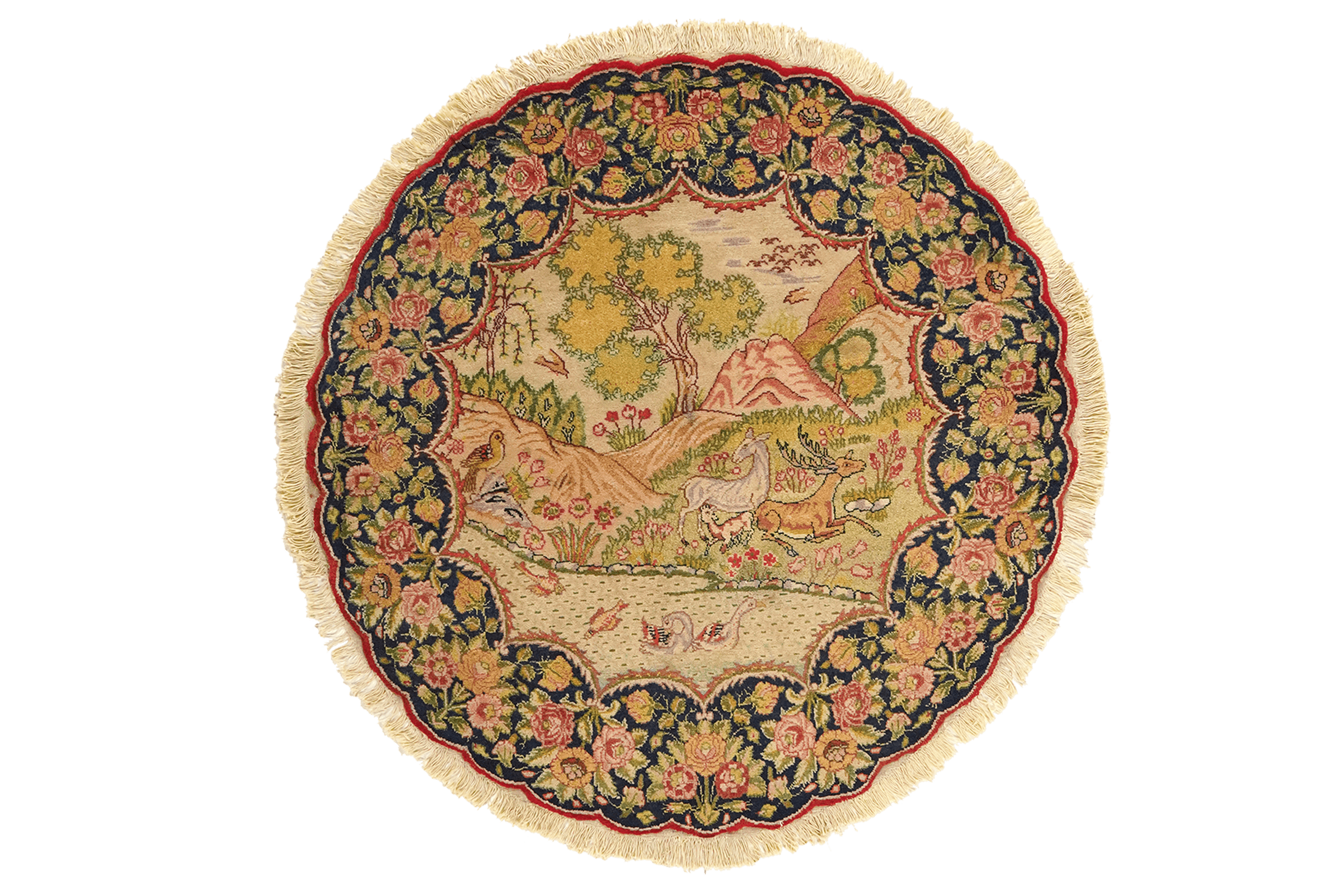 Tabriz Round — Hand-knotted, 100x100 cm, Beige, 100% Virgin Wool | Main view