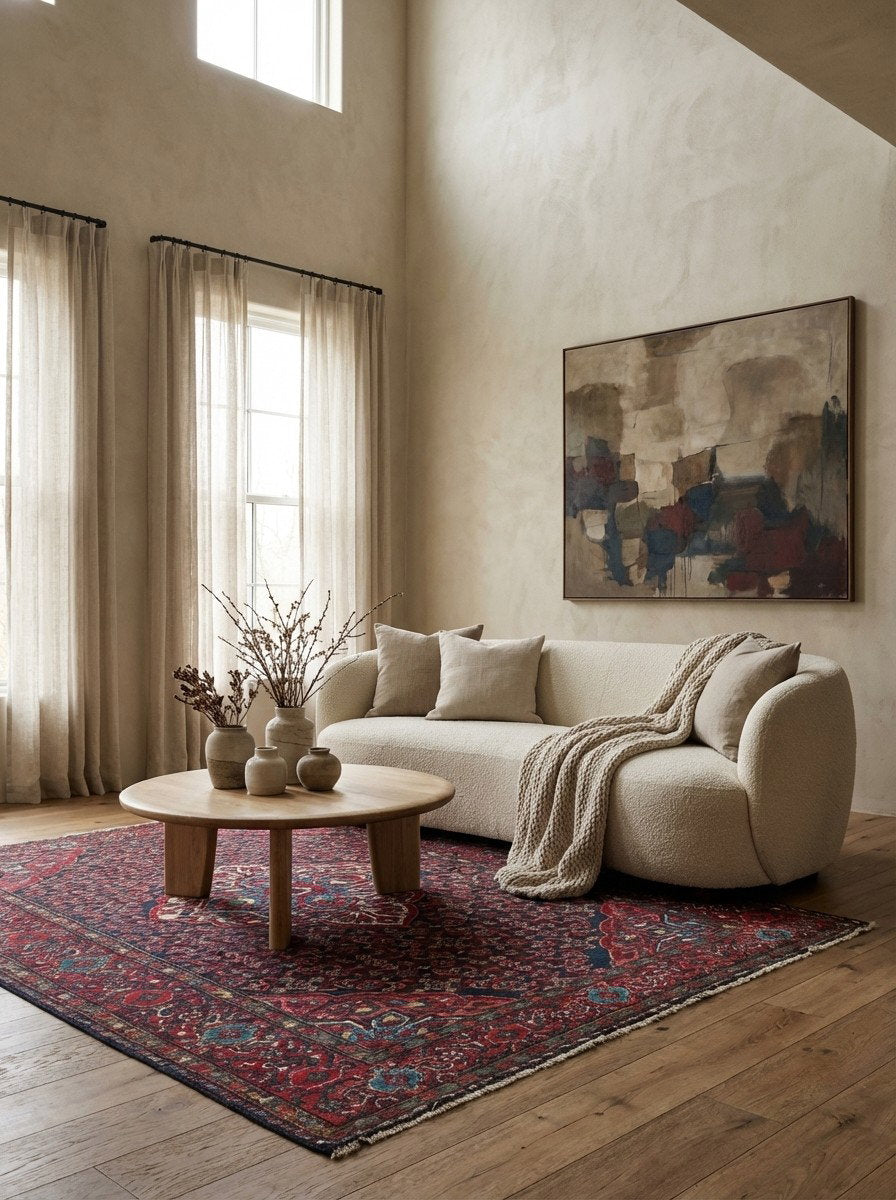 Koutabad — Handgefertigt, 207x147 cm, Rot, 100% Virgin Wool | Detail view