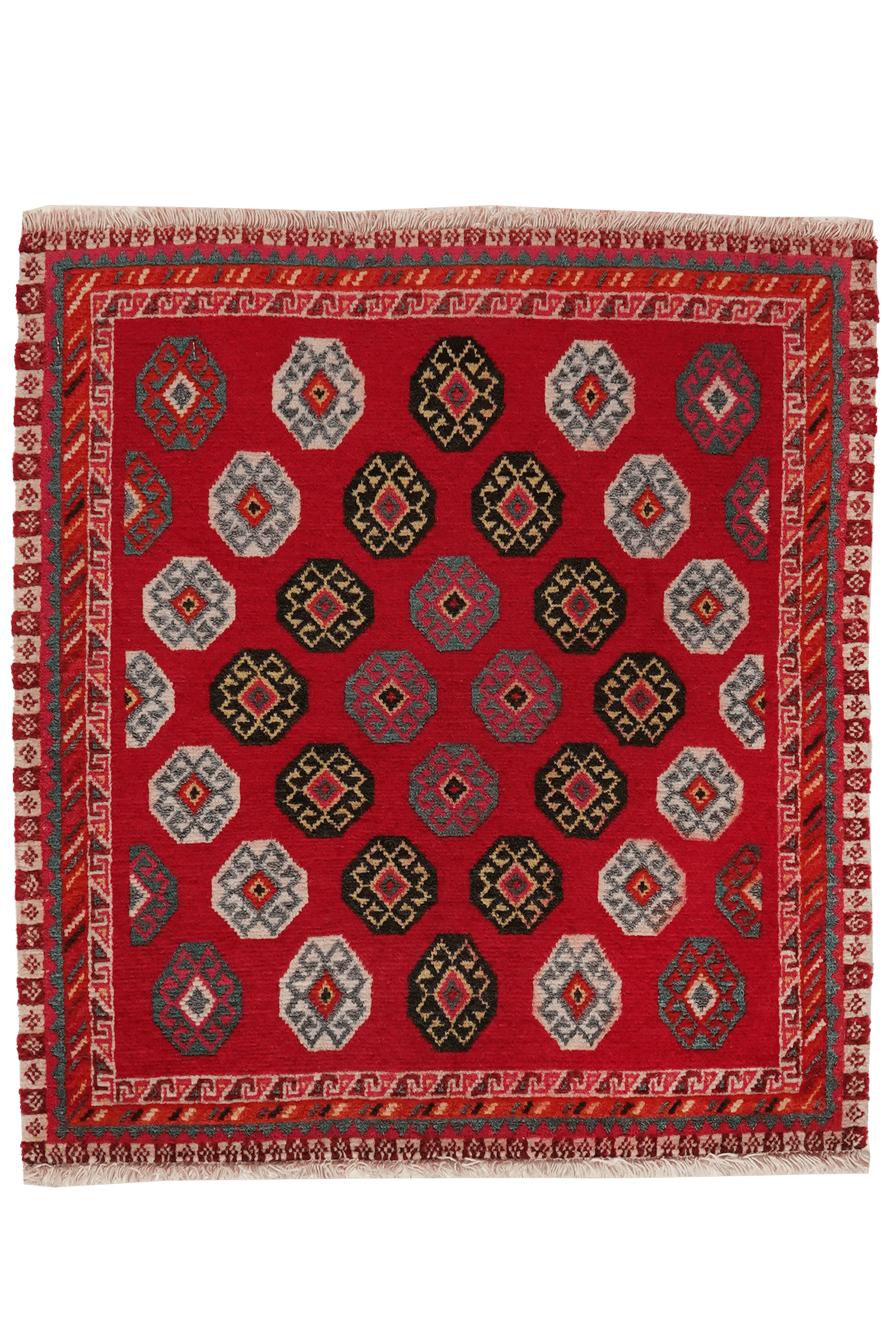 Gashgai — Hand-knotted, 57x60 cm, Red, 100% Virgin Wool | Main view