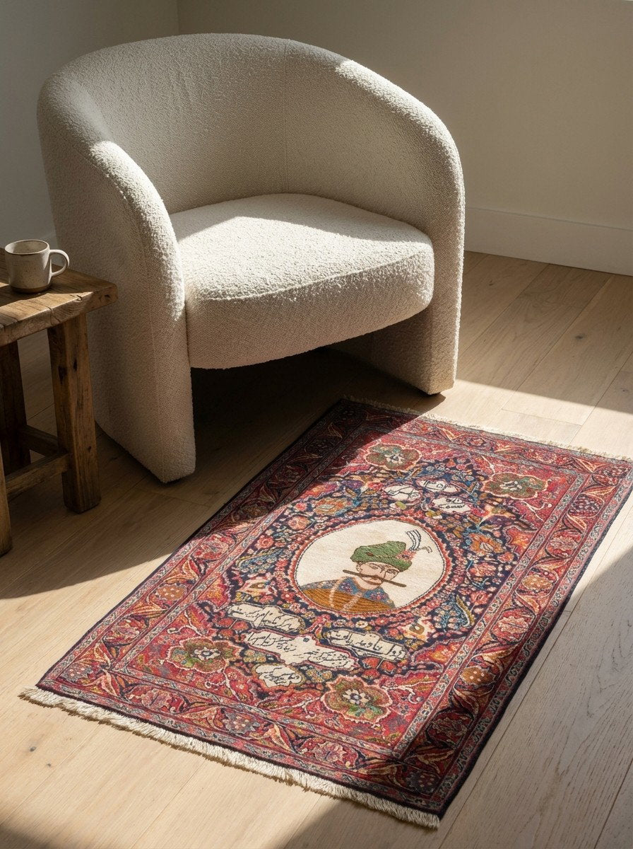 Tabriz Antique — Handgefertigt, 134x83 cm, Rot, 100% Virgin Wool | Detail view