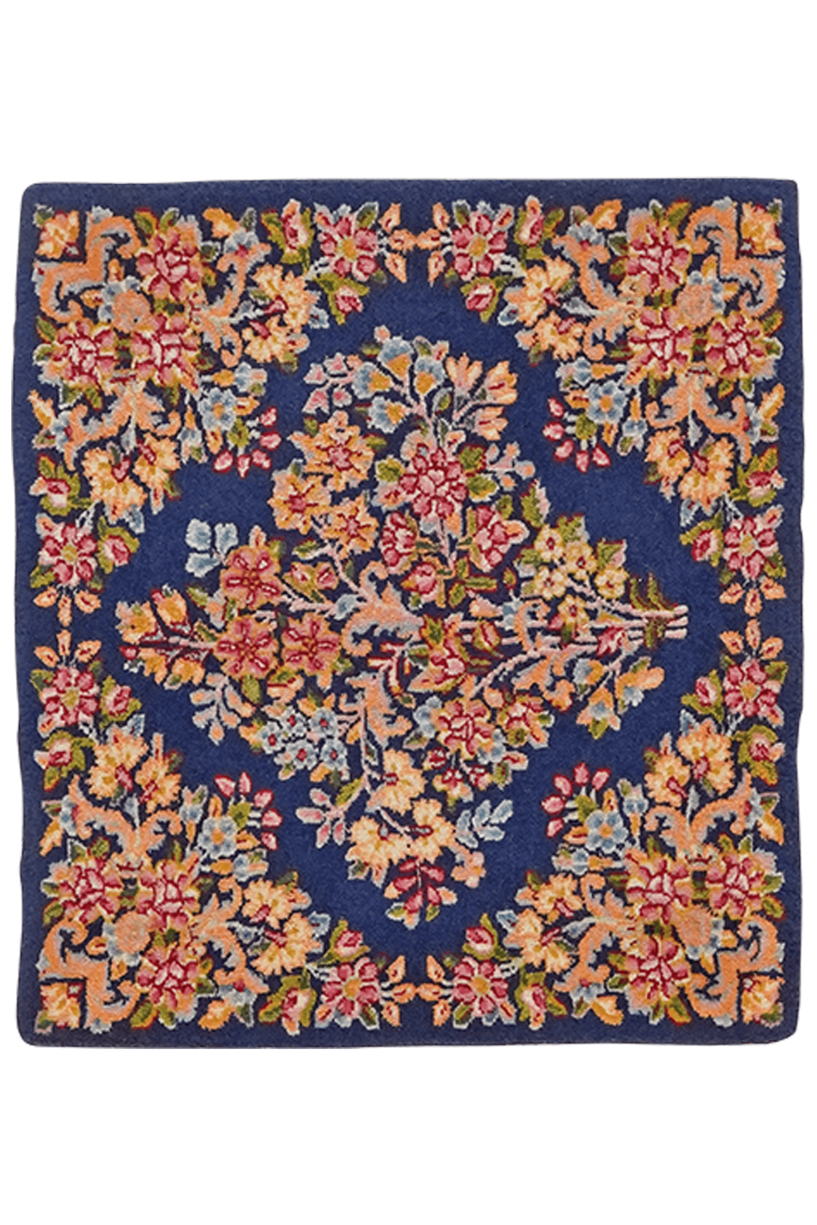 Yazd — Hand-knotted, 47x51 cm, Blue, 100% Virgin Wool | Main view