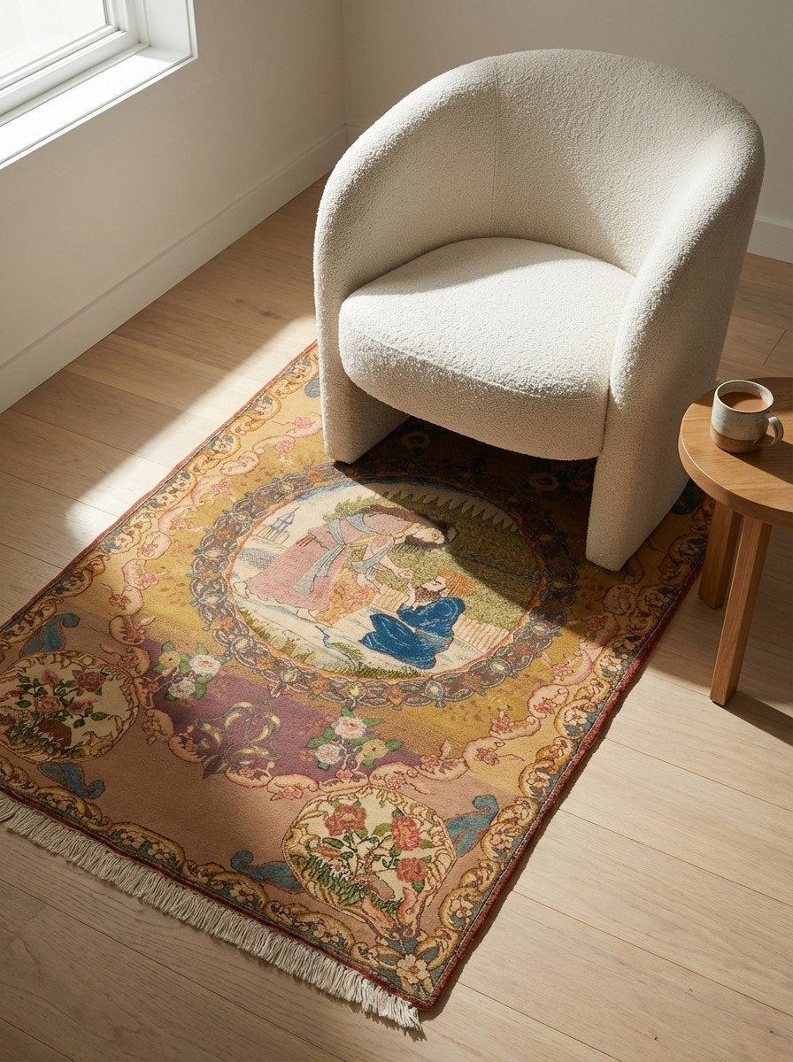 Tabriz Antique — Handgefertigt, 120x82 cm, Beige, 100% Virgin Wool | Detail view