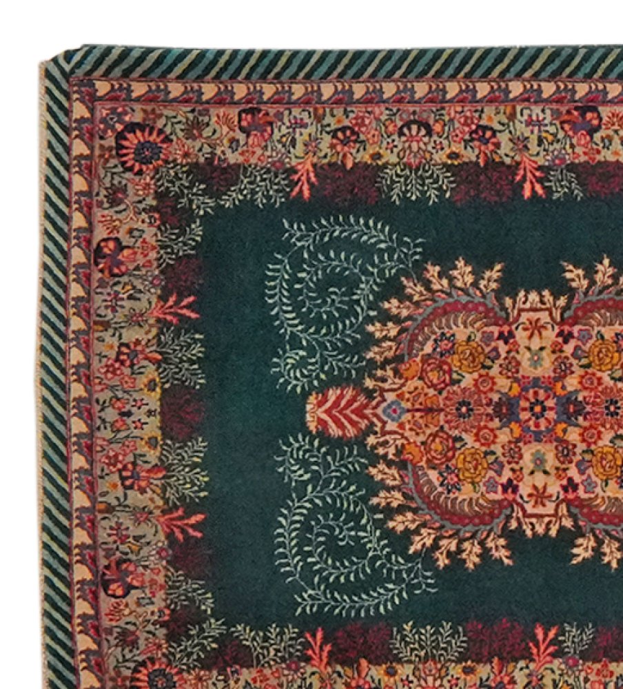 Tabriz Old — Hand-knotted, 98x580 cm, Green, 100% Virgin Wool | View 3