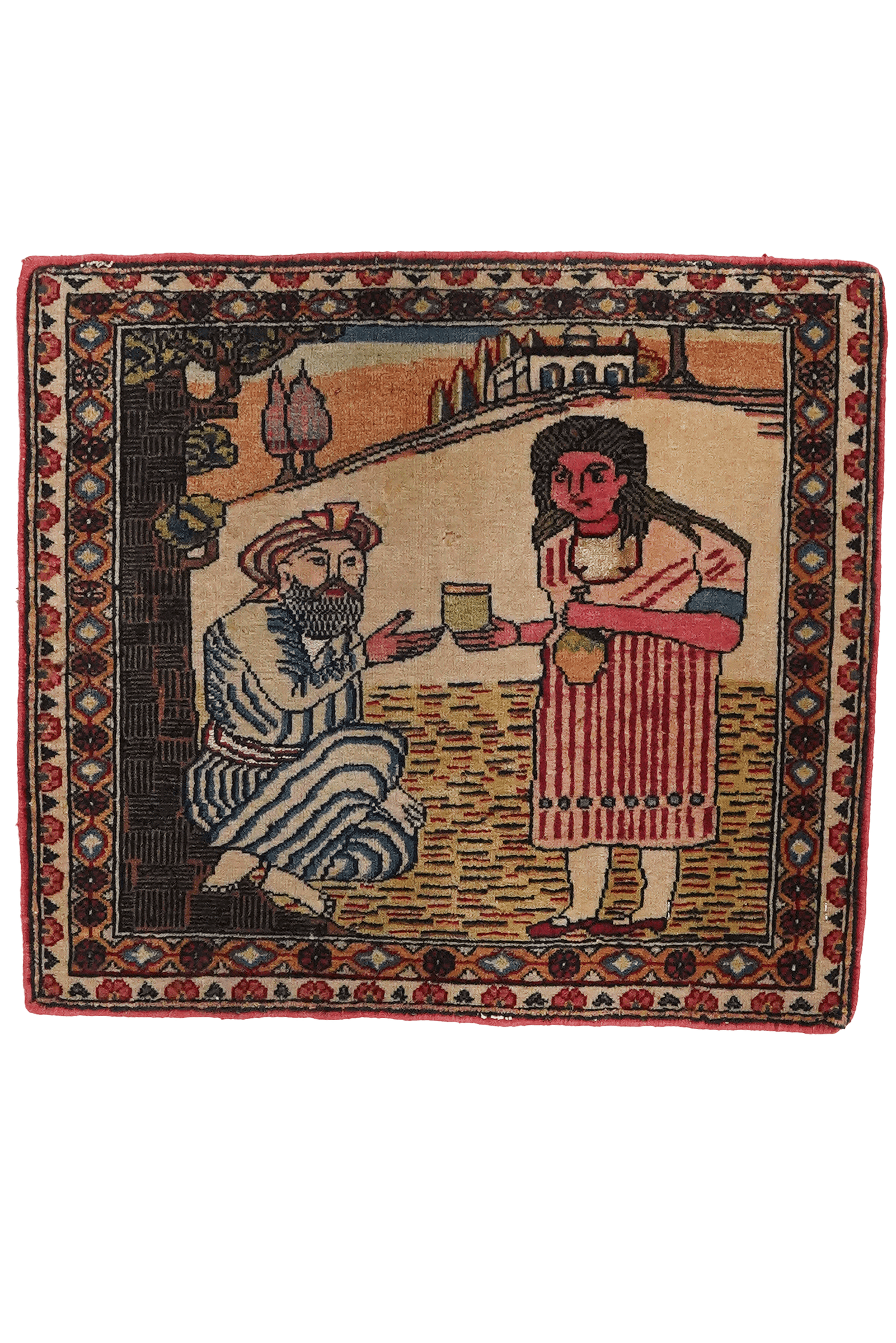 Kashan — Hand-knotted, 46x52 cm, Beige, 100% Virgin Wool | Main view