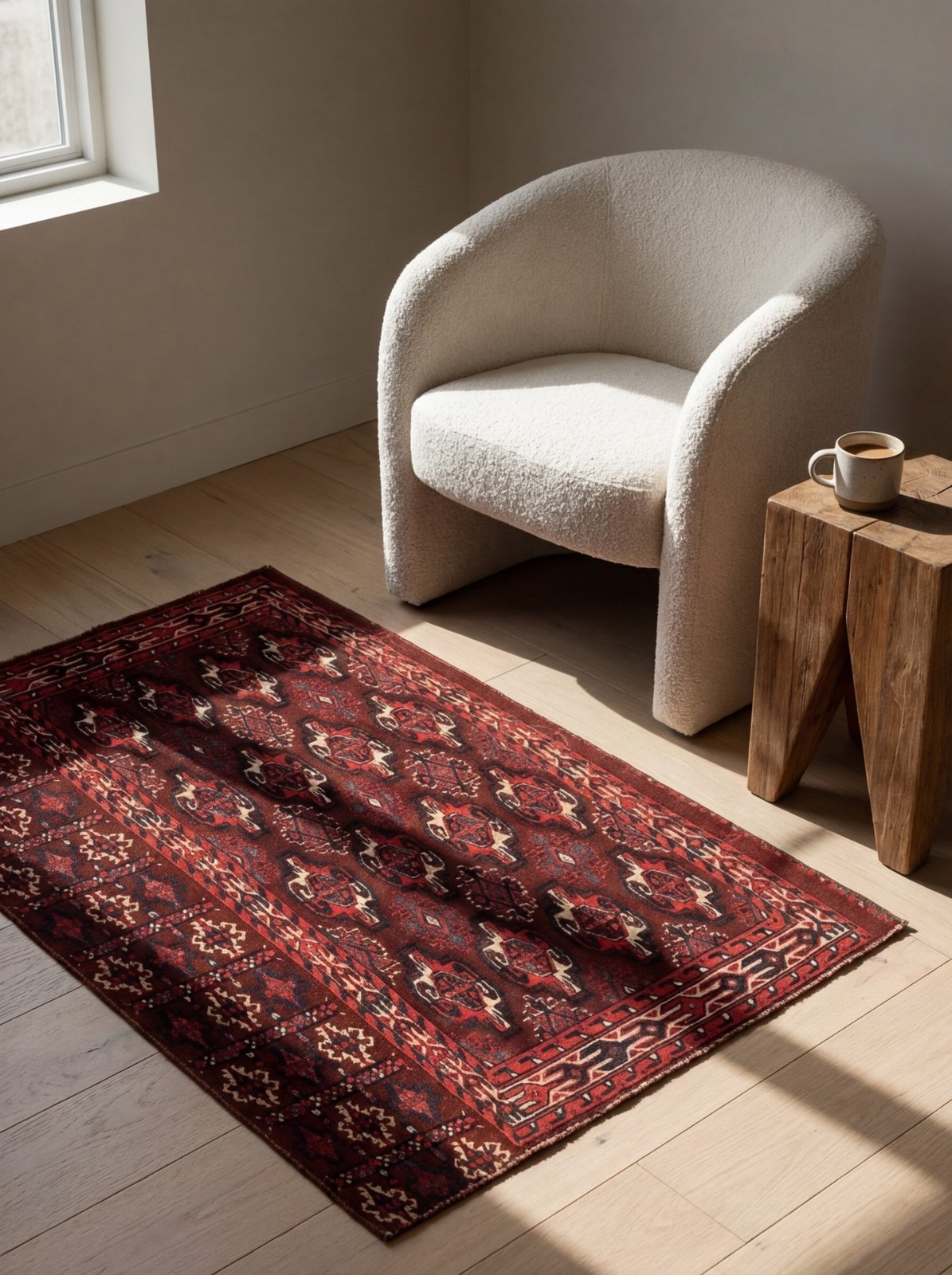Buchara — Hand-knotted, 74x120 cm, Brown, 100% Virgin Wool | Detail view