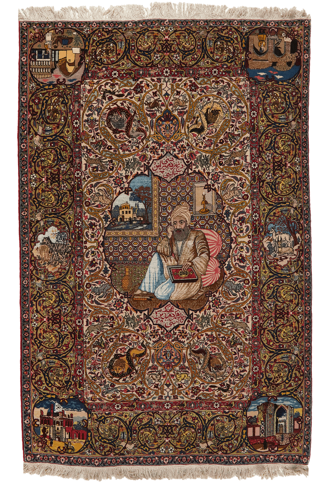 Tabriz Old — Hand-knotted, 130x198 cm, Beige, 90% Schurwolle, 10% Seide | Main view