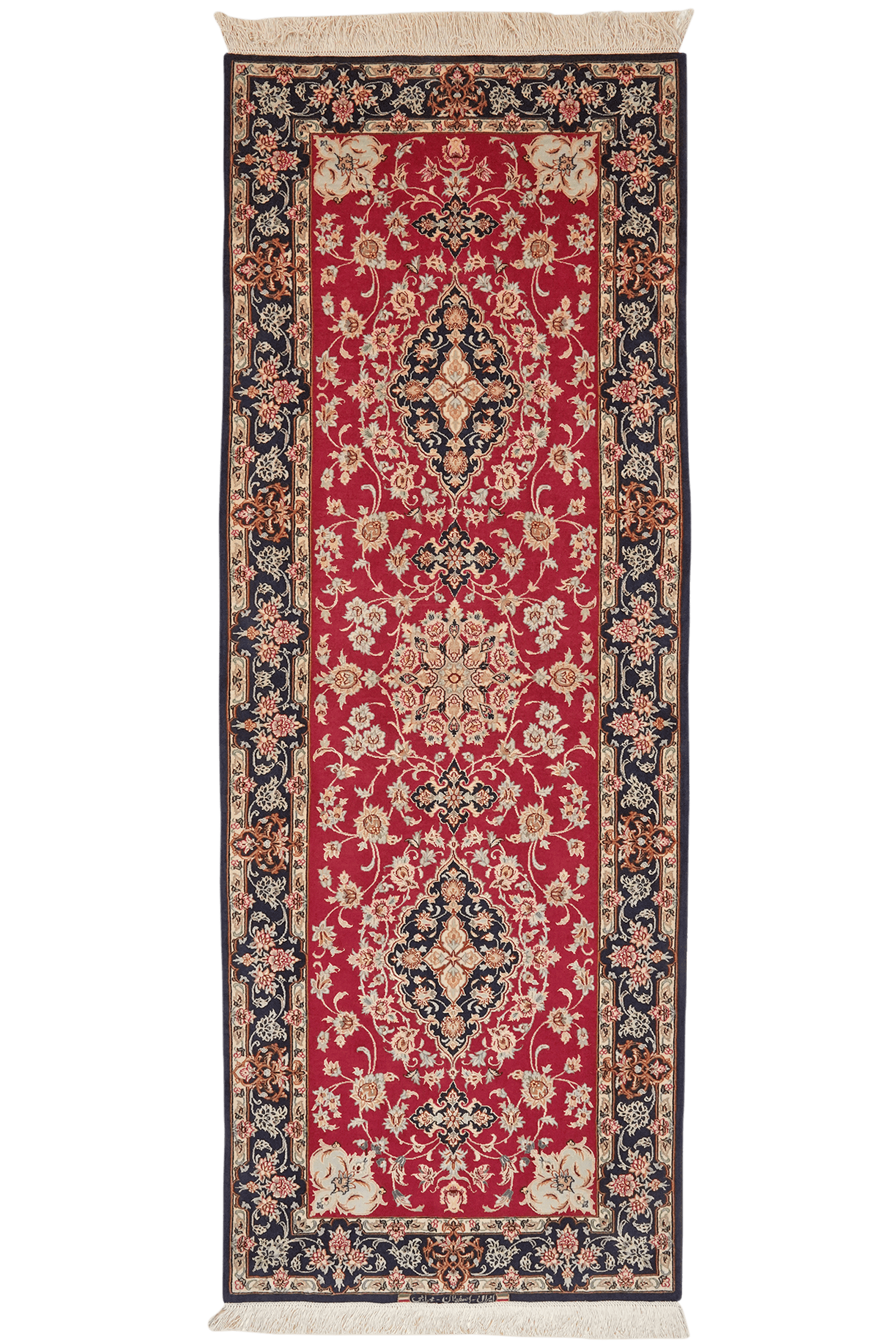 Isfahan — Hand-knotted, 83x221 cm, Red, 95% Schurwolle, 5% Seide | Main view