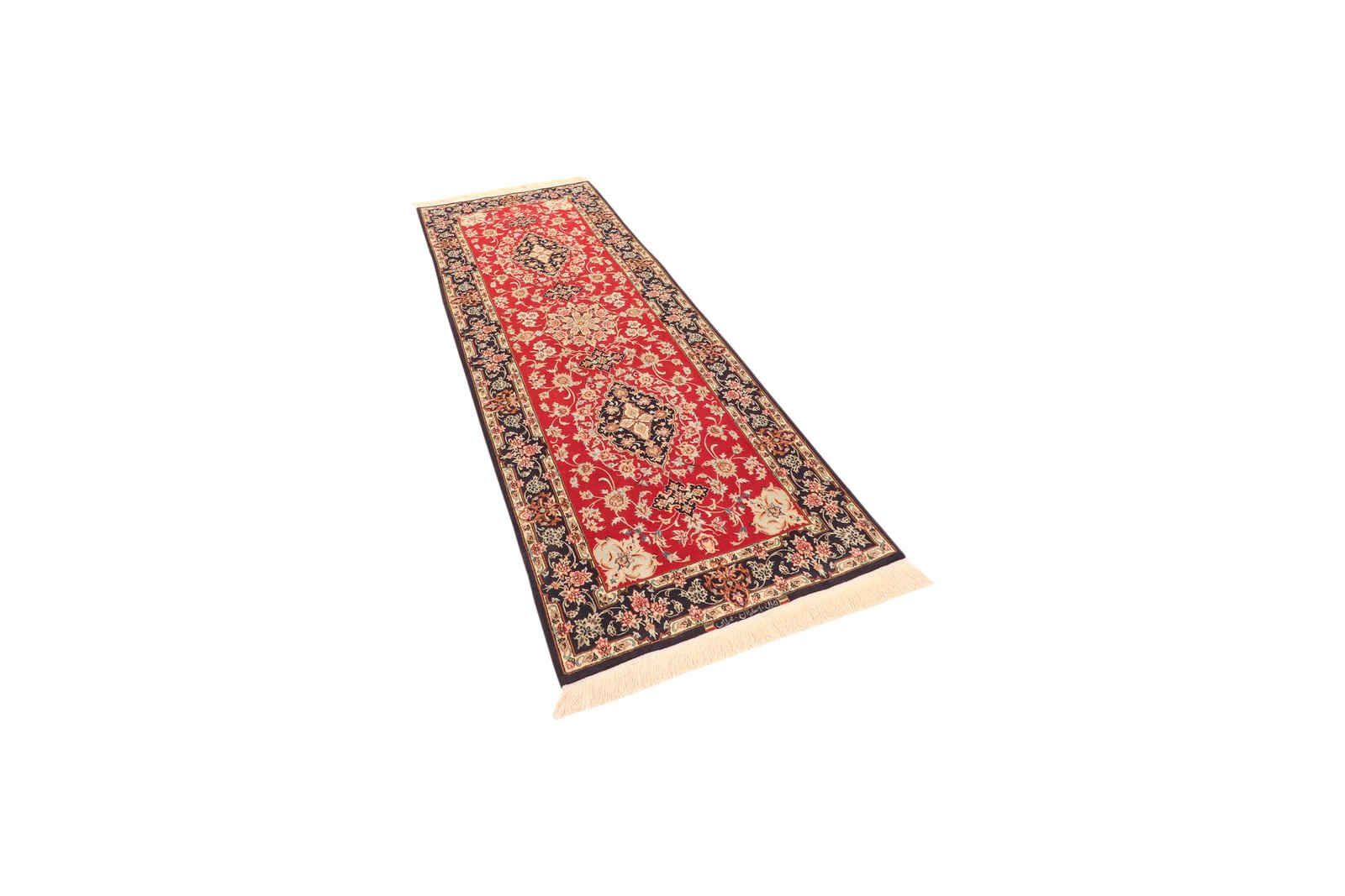 Isfahan — Hand-knotted, 83x221 cm, Red, 95% Schurwolle, 5% Seide | View 5