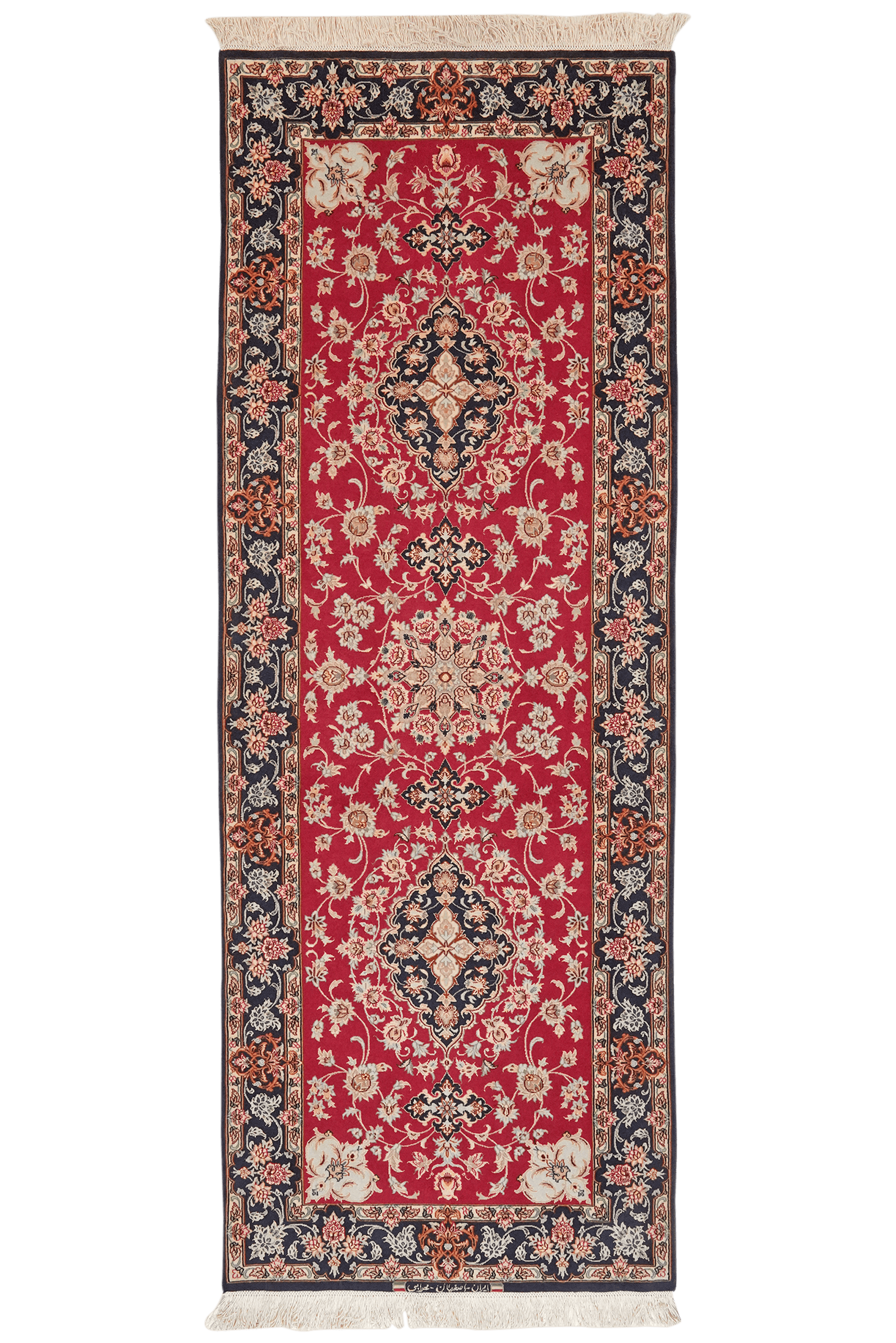 Isfahan — Hand-knotted, 80x220 cm, Red, 95% Schurwolle, 5% Seide | Main view