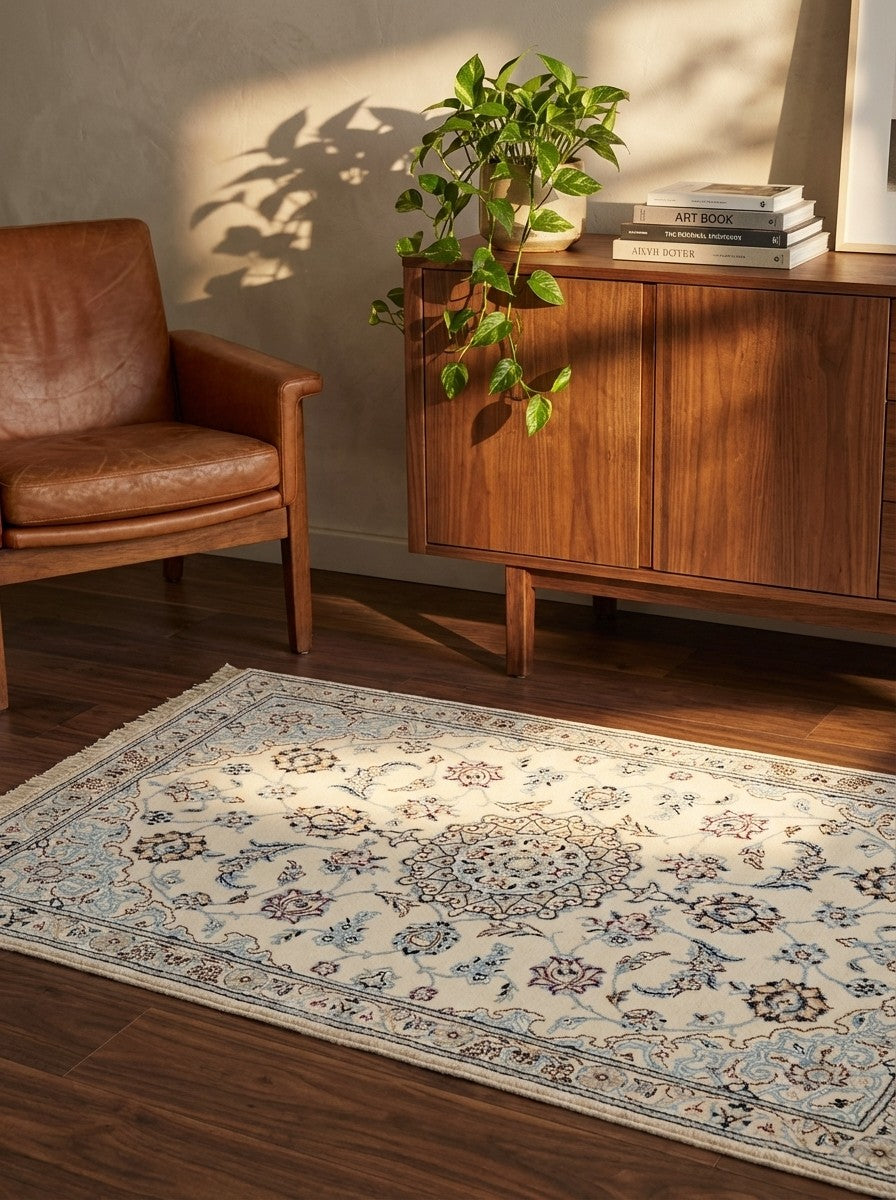 Nain 6La — Hand-knotted, 61x98 cm, Beige, 100% Virgin Wool | Back view