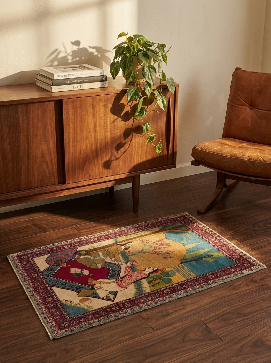 Kashan — Hand-knotted, 60x87 cm, Multicolor, 100% Virgin Wool | Back view