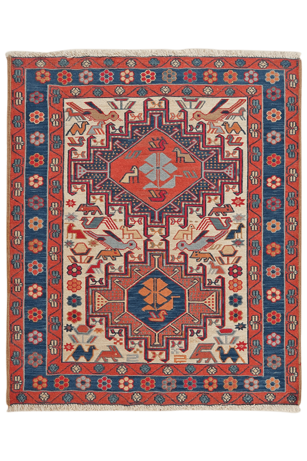 Sumak Shahsavan — Handmade, 79x95 cm, Beige, 100% Virgin Wool | Main view