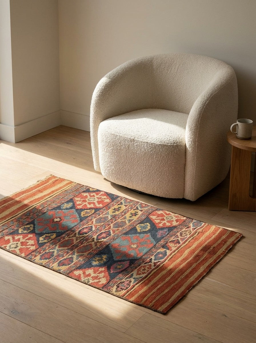Kelim — Handmade, 86x120 cm, Multicolor, 100% Virgin Wool | Detail view