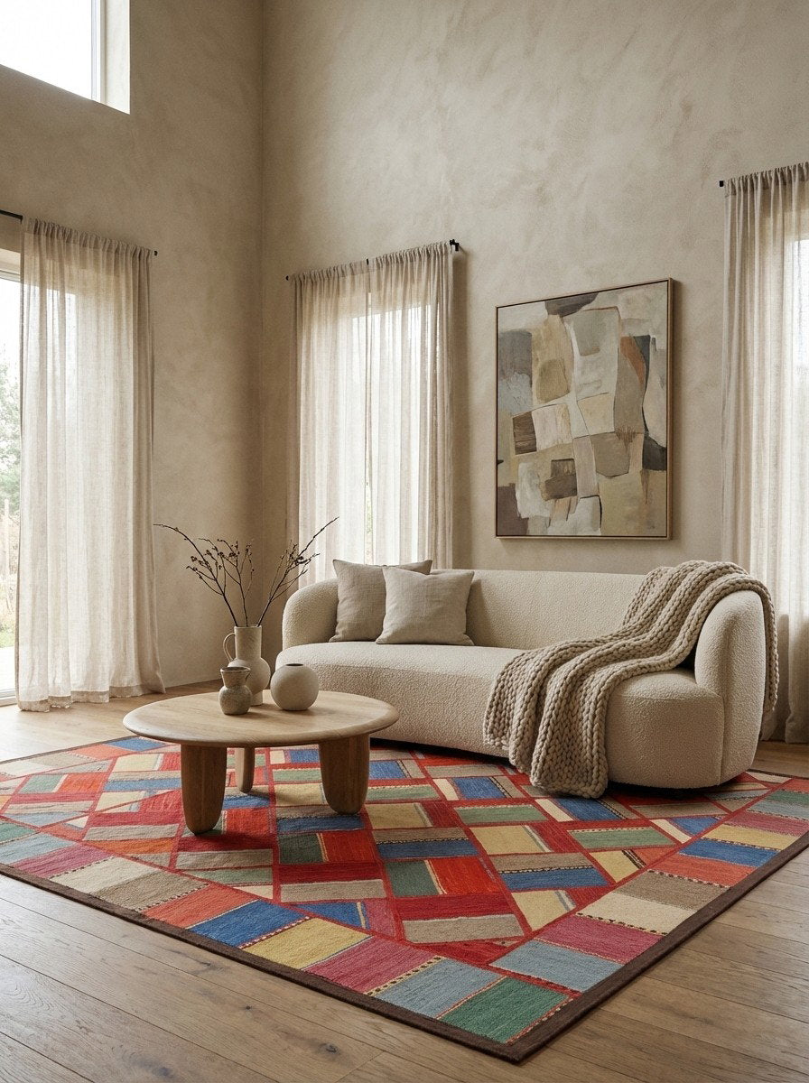 Kelim Tekkeh — Handgefertigt, 180x154 cm, Bunt, 100% Virgin Wool | Detail view