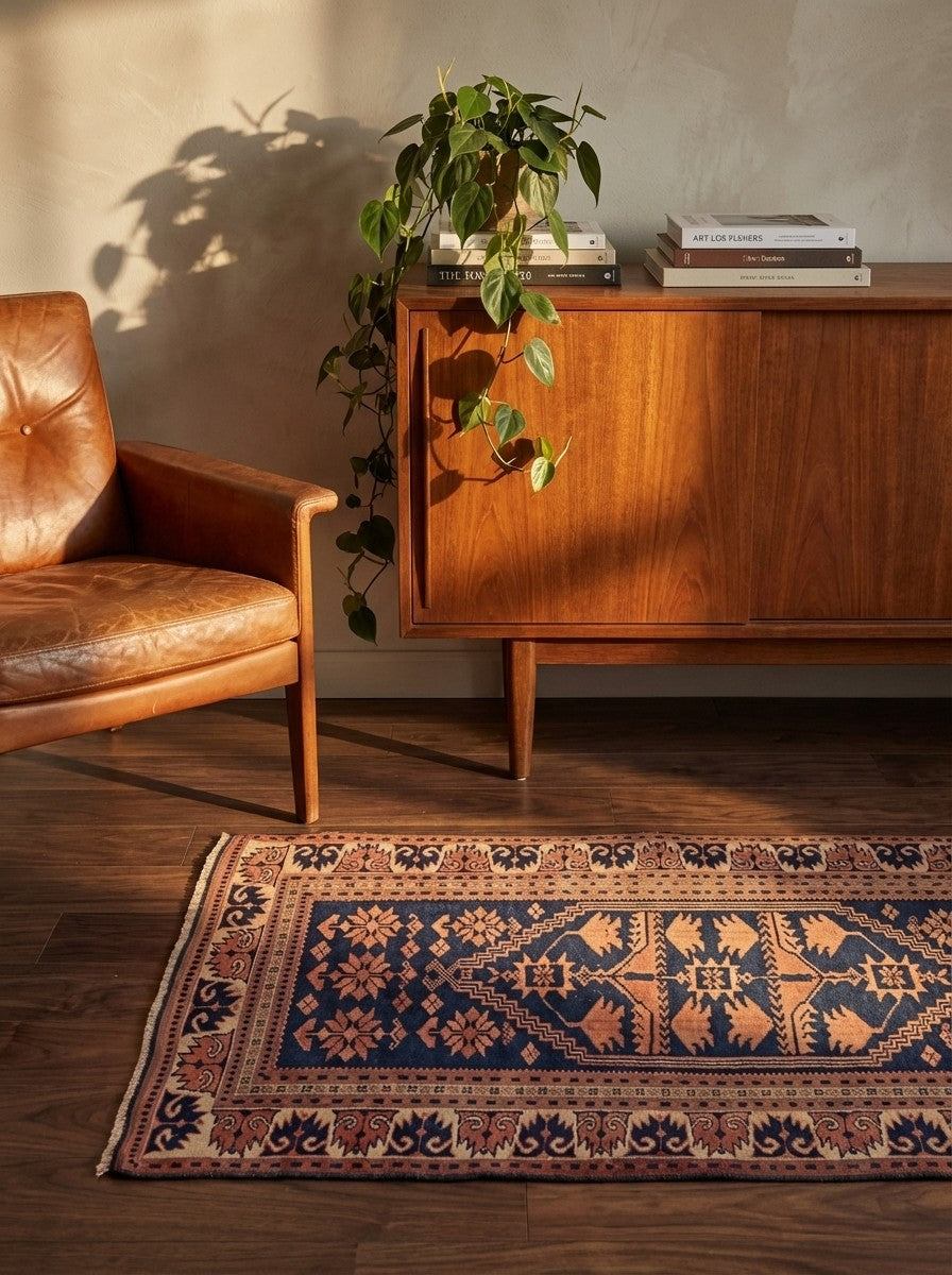 Yagdjibedir — Hand-knotted, 105x174 cm, Blue, 100% Virgin Wool | Back view