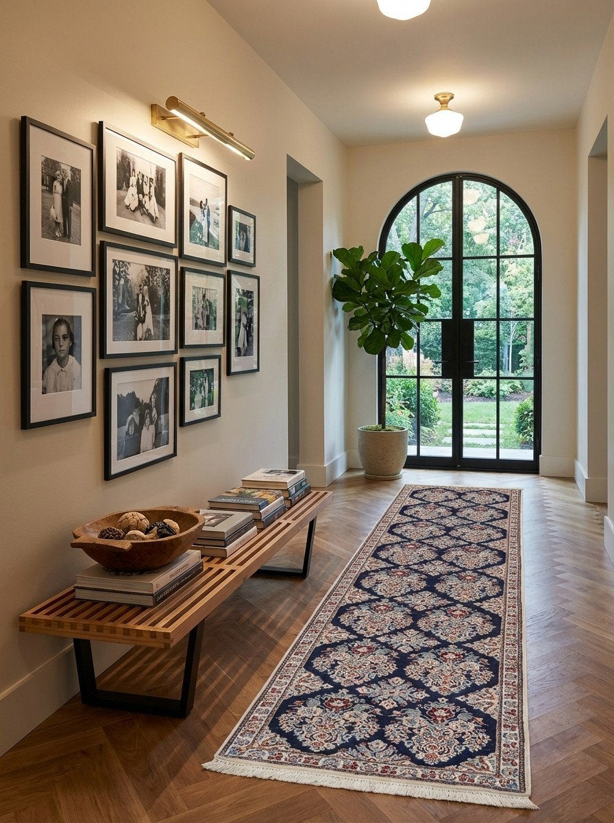 Nain 6La — Handgefertigt, 207x49 cm, Beige, 100% Virgin Wool | Detail view