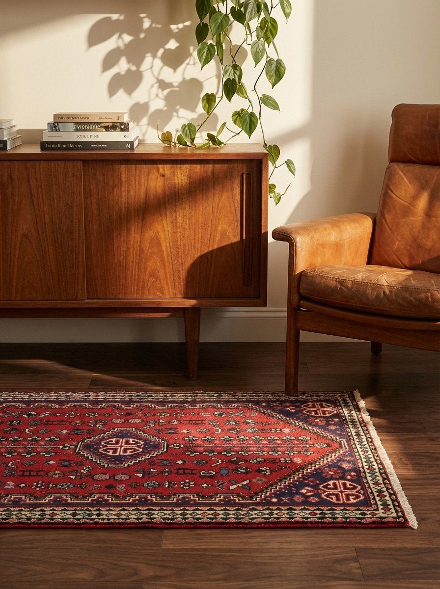 Abadeh — Handgefertigt, 107x58 cm, Beige, 100% Virgin Wool | Back view