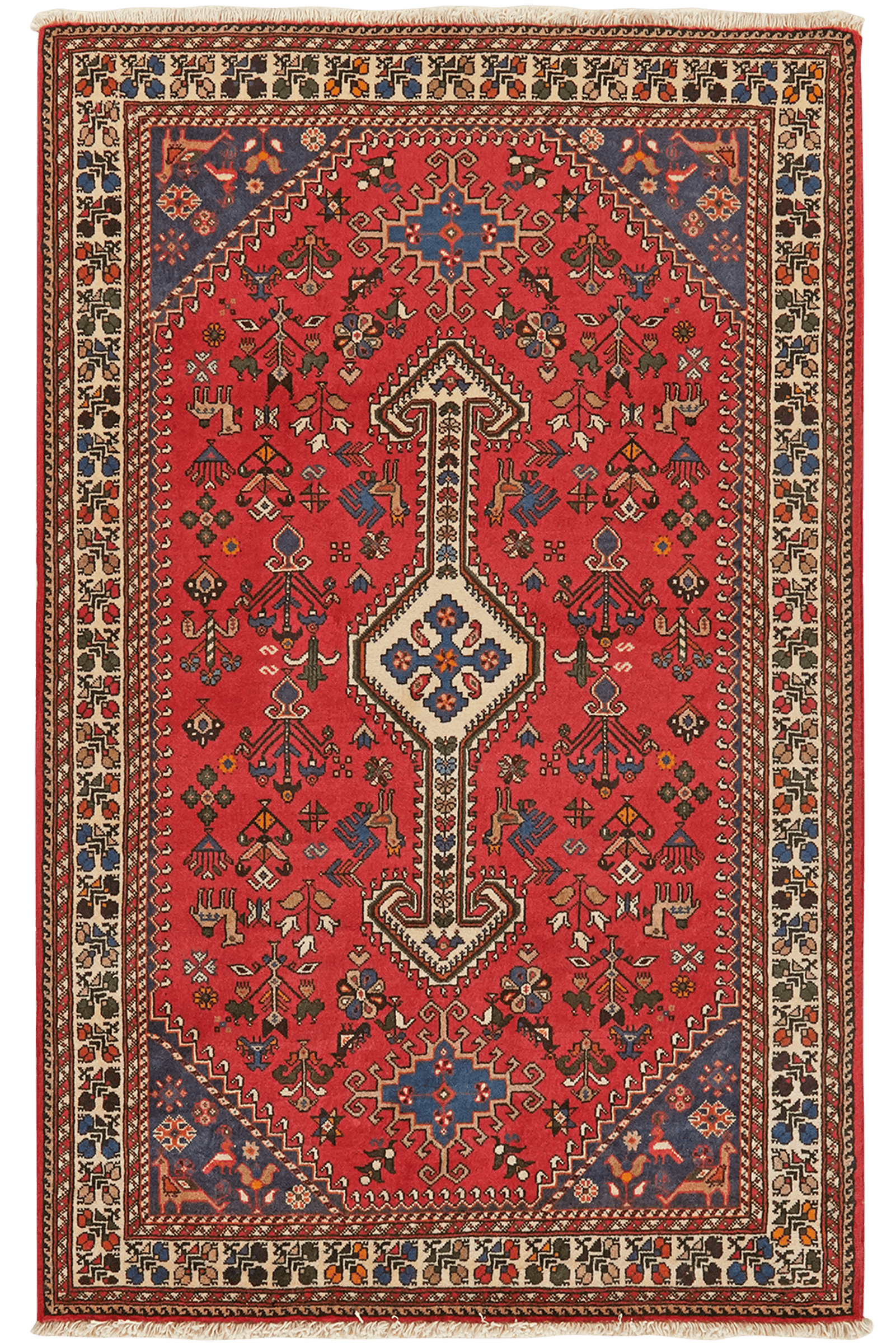 Nasrabad — Hand-knotted, 100x153 cm, Red, 100% Virgin Wool | Main view