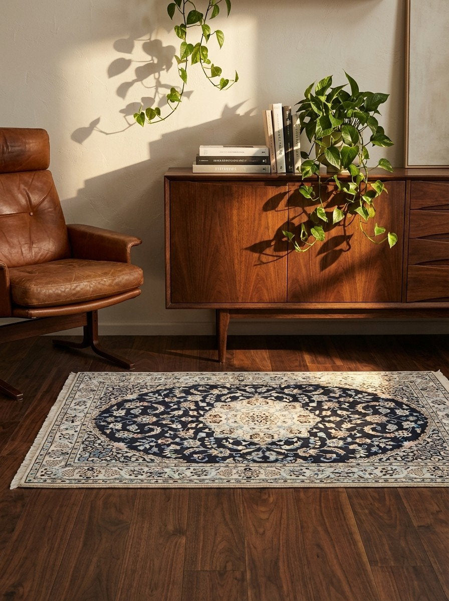 Nain 9La — Handgefertigt, 151x96 cm, Beige, 100% Virgin Wool | Back view