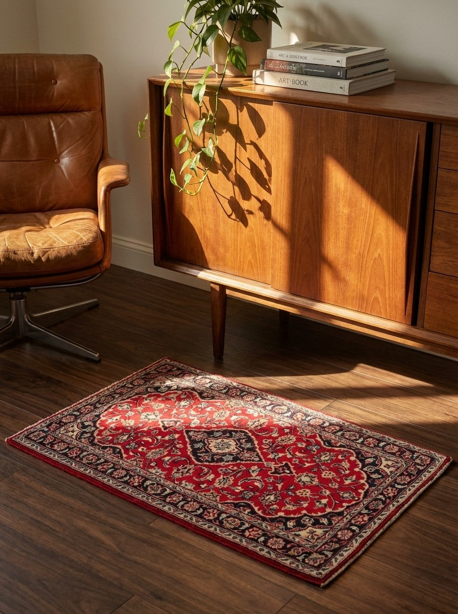 Ardakan — Hand-knotted, 82x148 cm, Red, 100% Virgin Wool | Back view