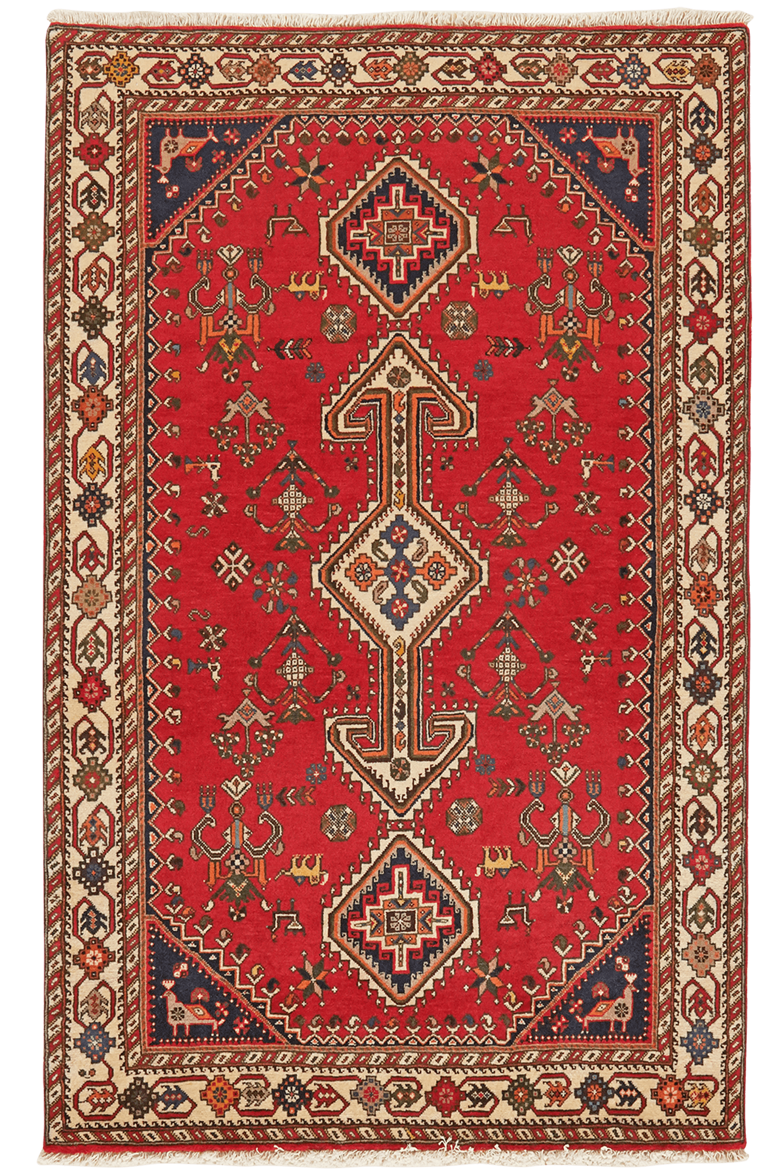 Nasrabad — Hand-knotted, 98x155 cm, Red, 100% Virgin Wool | Main view