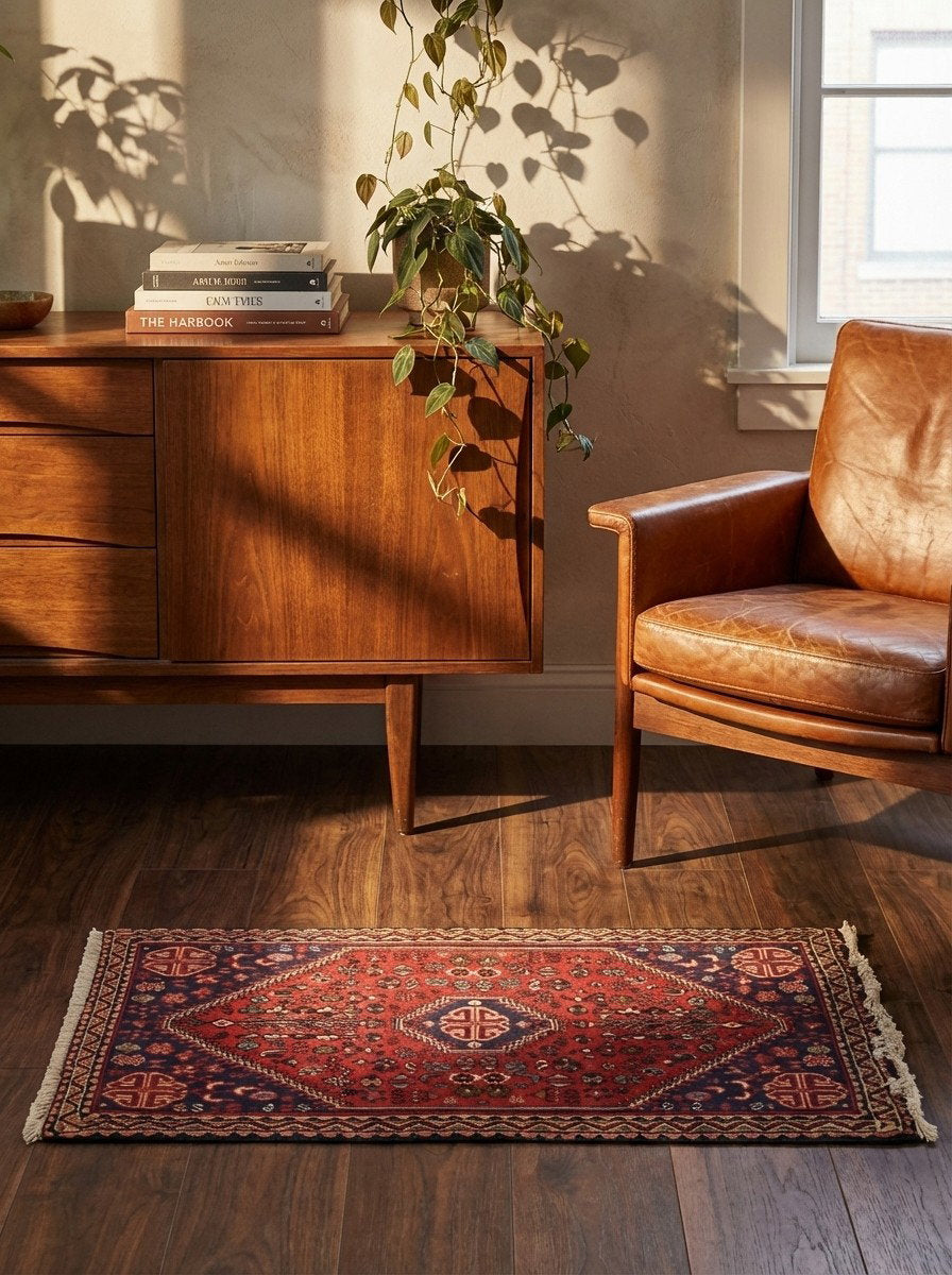 Abadeh — Handgefertigt, 96x62 cm, Beige, 100% Virgin Wool | Back view