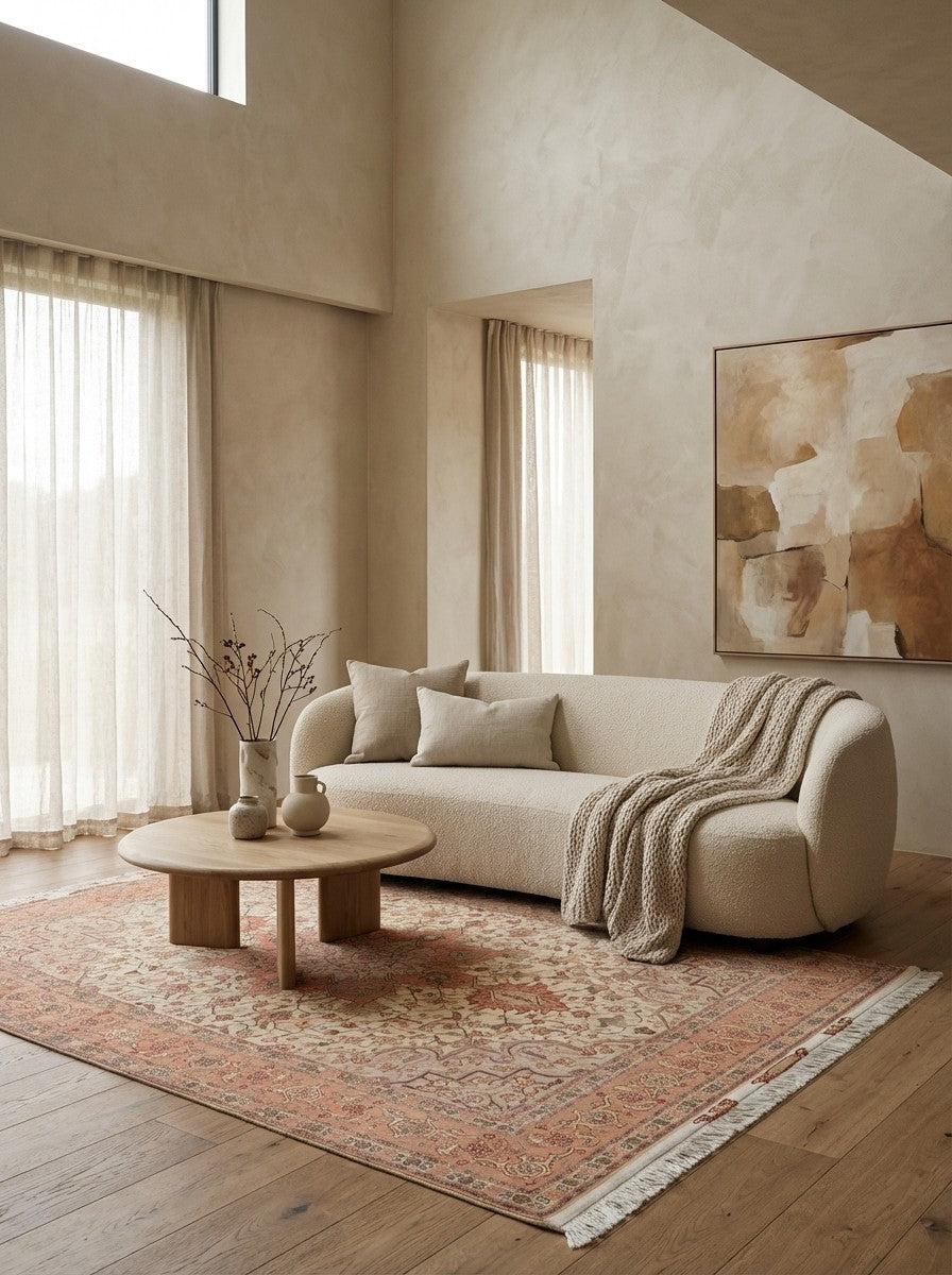 Tabriz 50 Raj — Hand-knotted, 153x203 cm, Orange, 95% Schurwolle, 5% Seide | Detail view