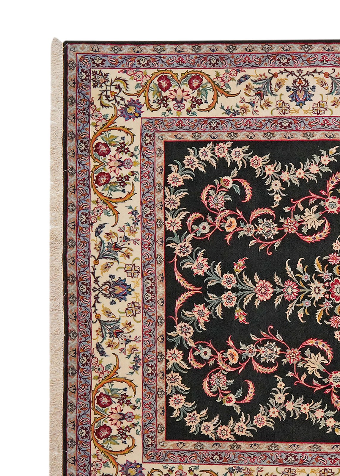 Isfahan — Hand-knotted, 155x238 cm, Black, 100% Virgin Wool | View 3