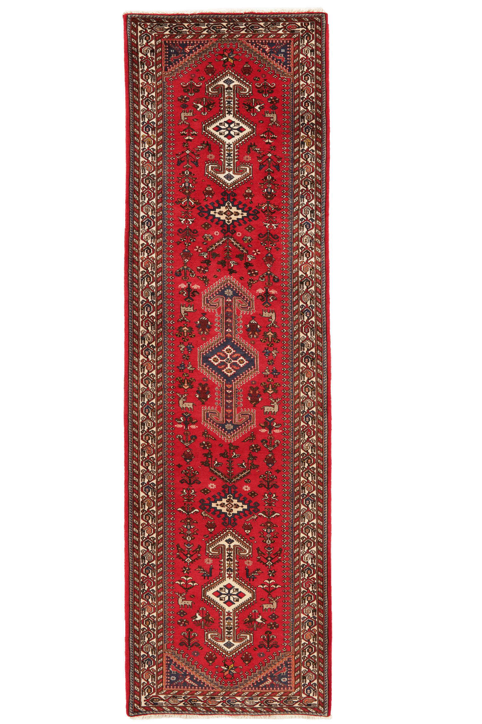 Nasrabad — Hand-knotted, 84x307 cm, Red, 100% Virgin Wool | Main view