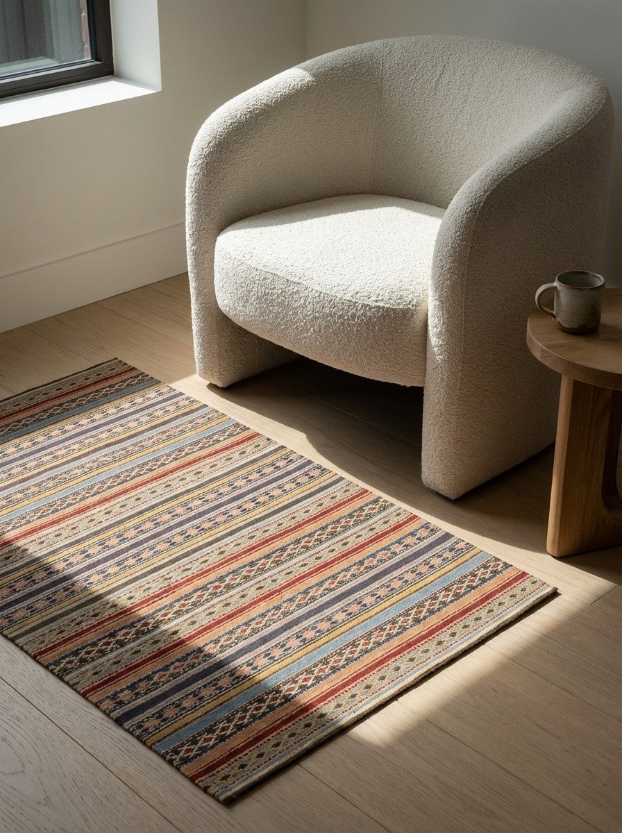 Kelim Djadjim — Handmade, 99x152 cm, Multicolor, 100% Virgin Wool | Detail view