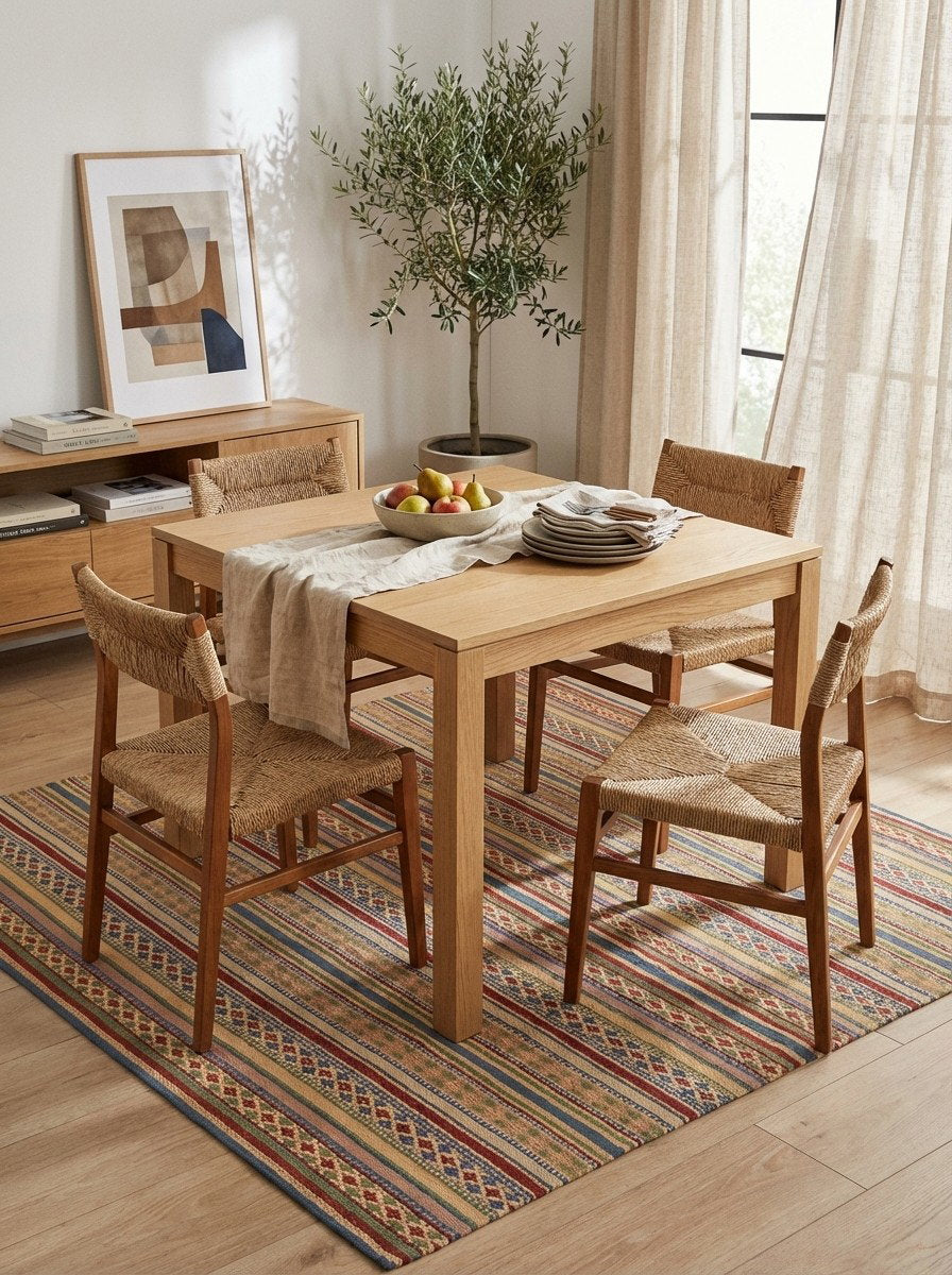 Kelim Djadjim — Handgefertigt, 101x98 cm, Bunt, 100% Virgin Wool | Detail view